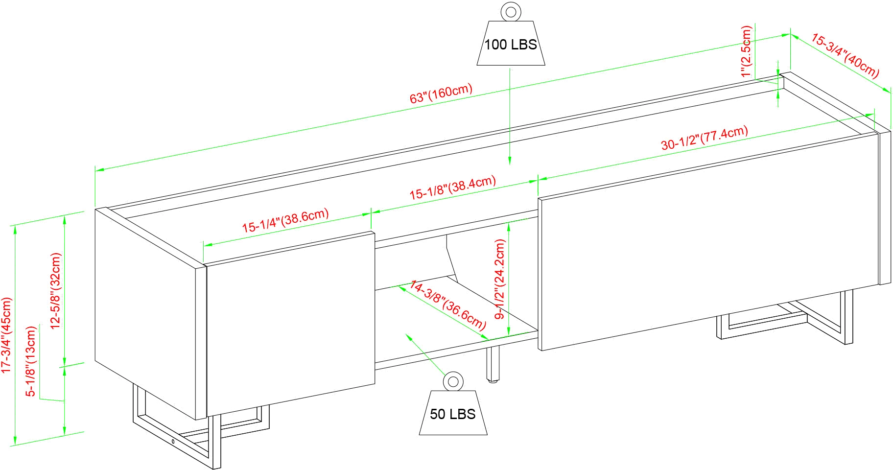 ARWM3FDW Arwin 63  Dark Walnut Media Console-6