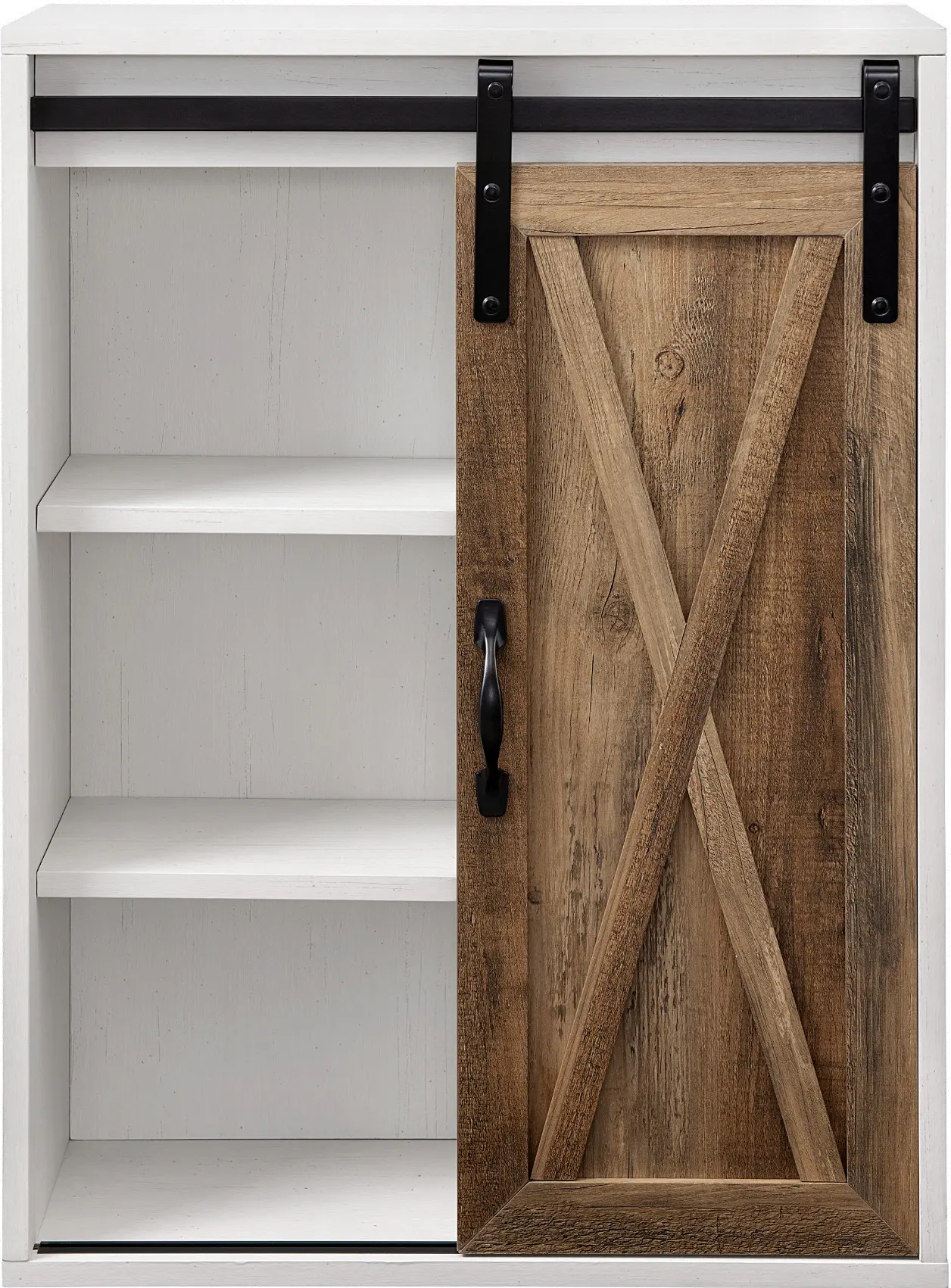 BDBADMEBRWRO Sliding Barn Door White & Oak Wall Cabinet-3