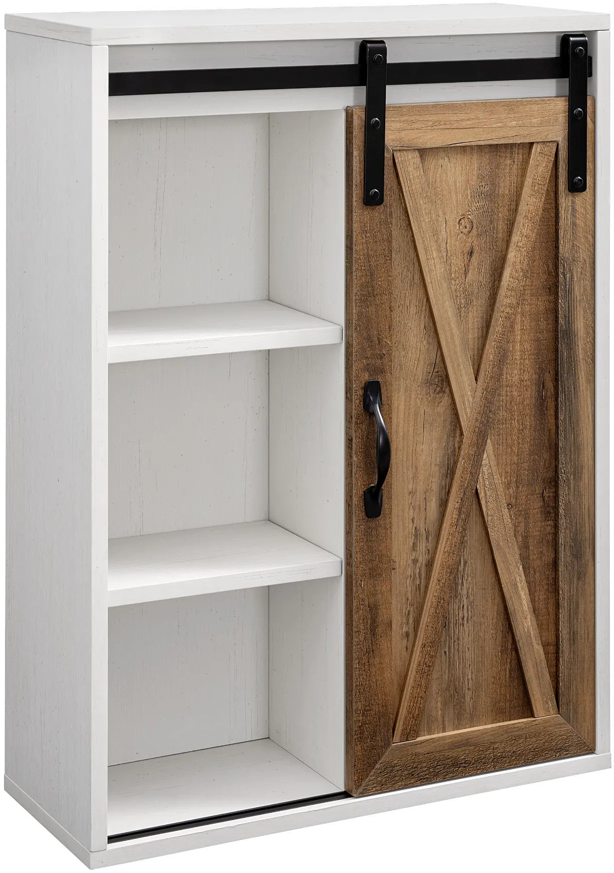 BDBADMEBRWRO Sliding Barn Door White & Oak Wall Cabinet-1