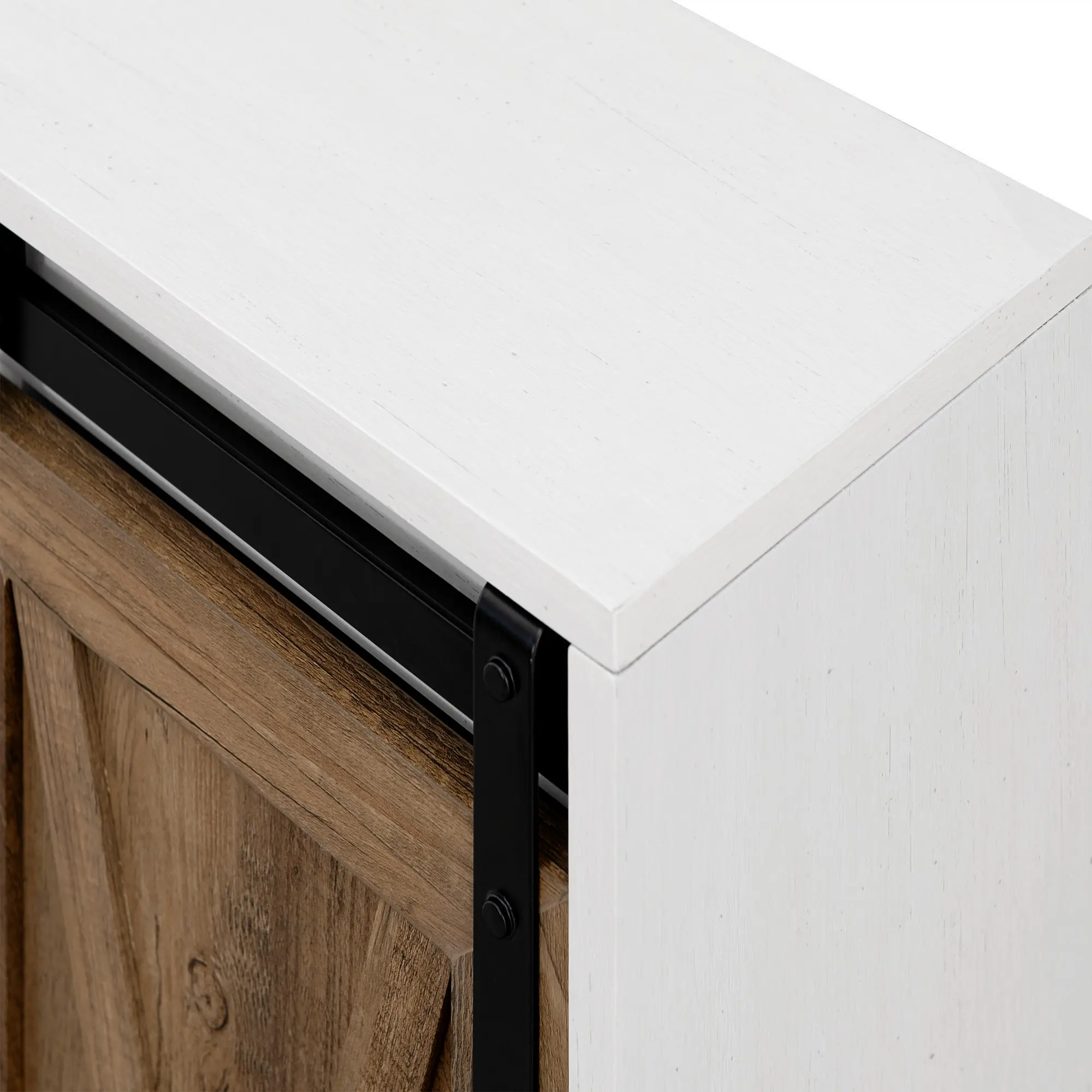 BDBADMEBRWRO Sliding Barn Door White & Oak Wall Cabinet-5