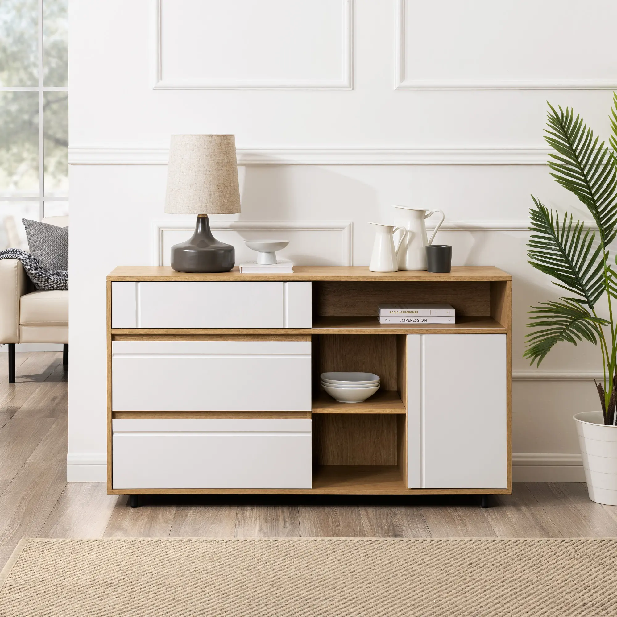 BEC52SBCOSW Beckett 52  White & Oak Sideboard-2