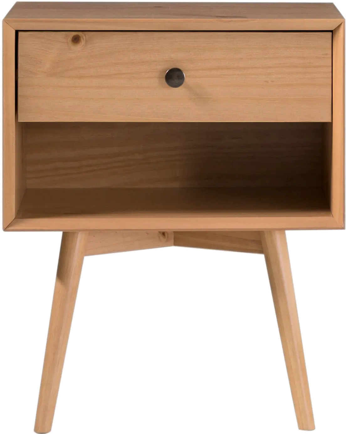 BR25MC1DNP Mid Century Pine 1-Drawer Nightstand-1