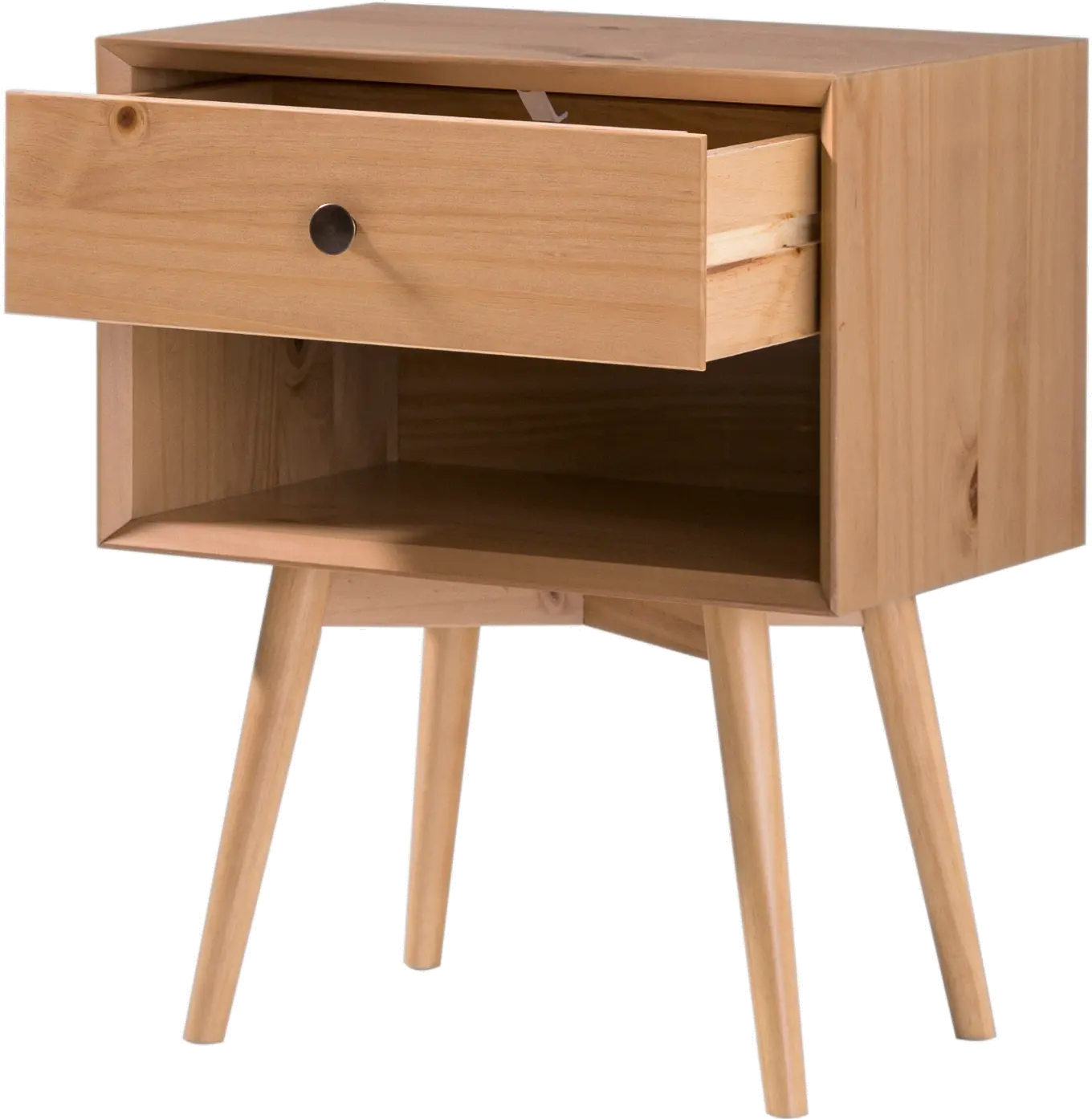 BR25MC1DNP Mid Century Pine 1-Drawer Nightstand-6