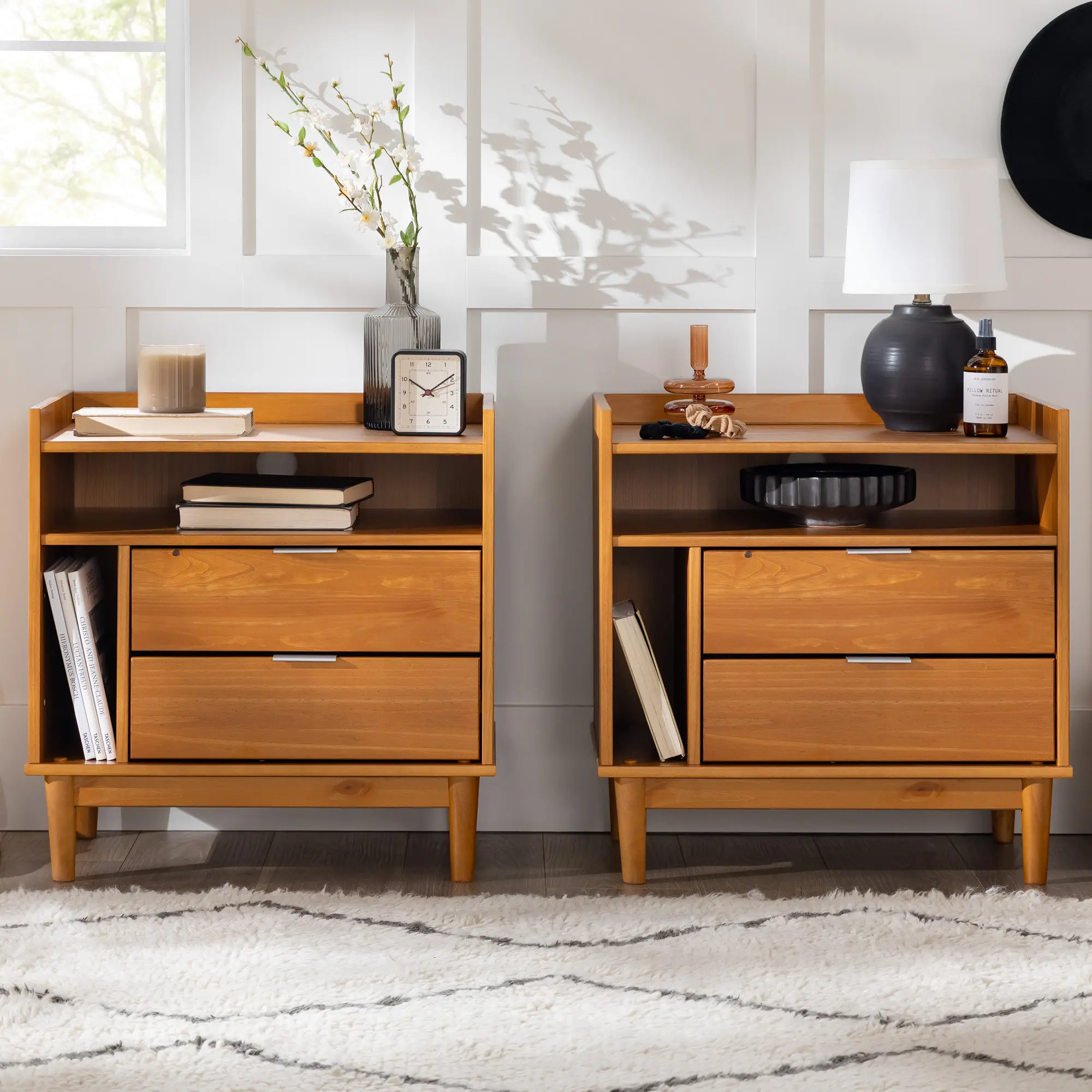 BR2DRLEENSCA-2PK Lee Caramel Mid Century Nightstands, Set of 2-2