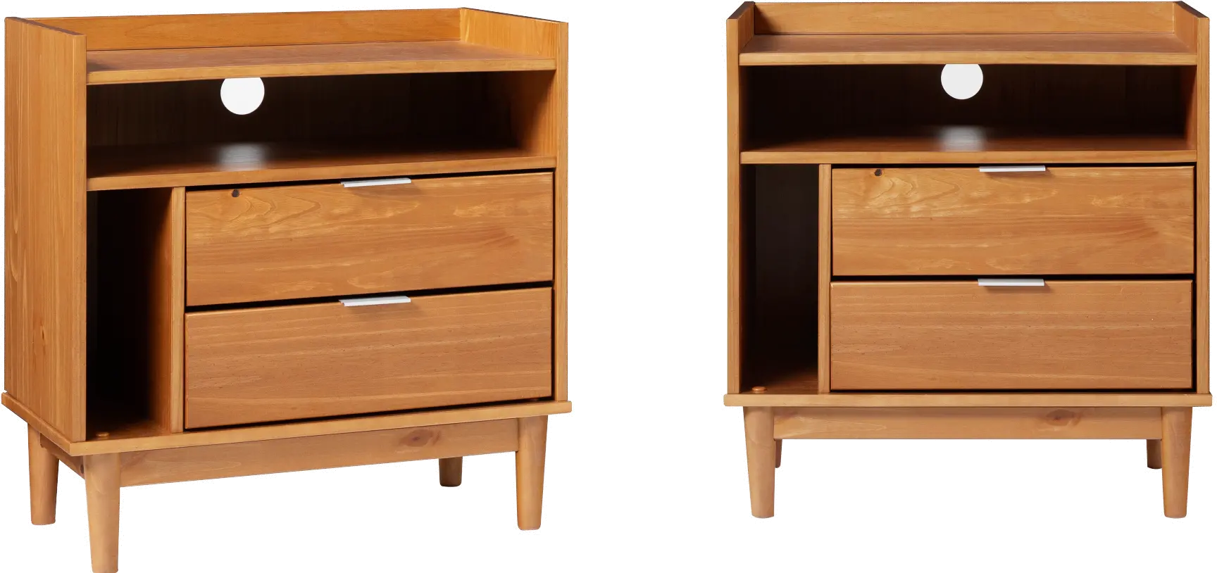 BR2DRLEENSCA-2PK Lee Caramel Mid Century Nightstands, Set of 2-5