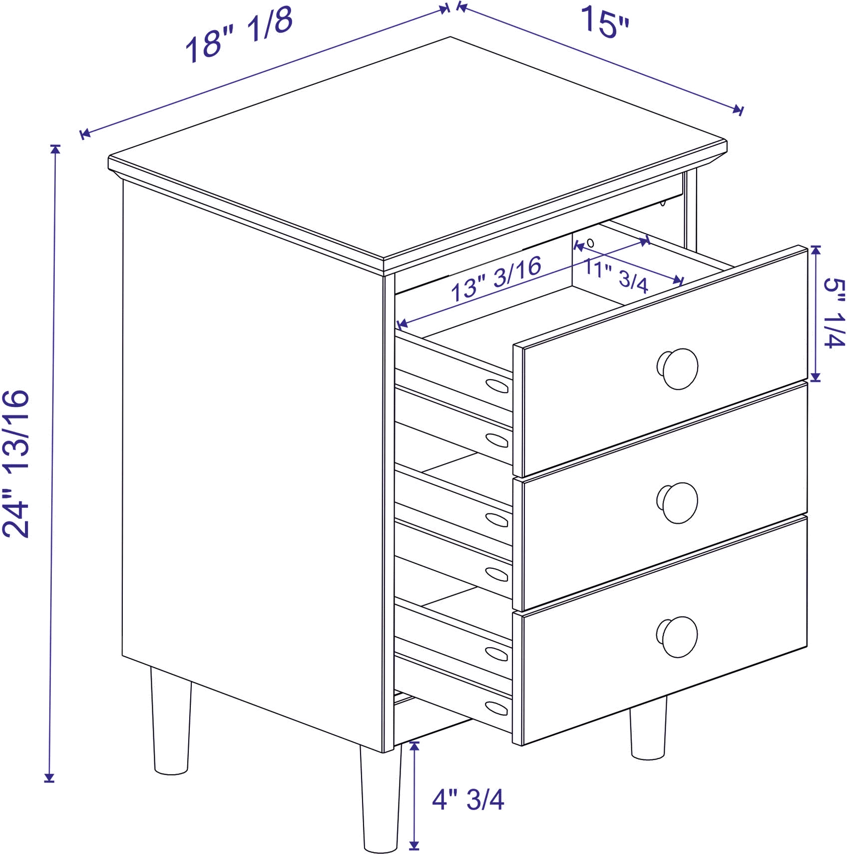 BR3DNSGY Spencer Gray 3-Drawer Nightstand-8