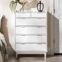 BR6DRLEEDRWH Lee White Mid Century Chest of Drawers