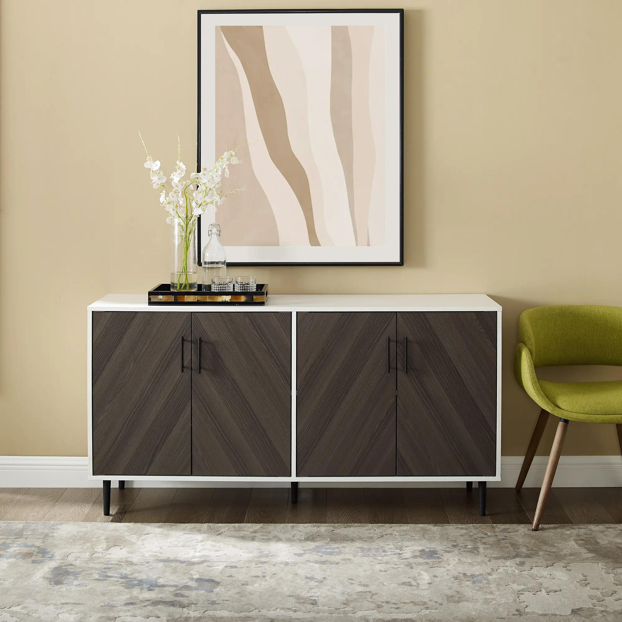 BU58HPBMABBSW Bookmatch Ash Brown & White 58  TV Stand-2