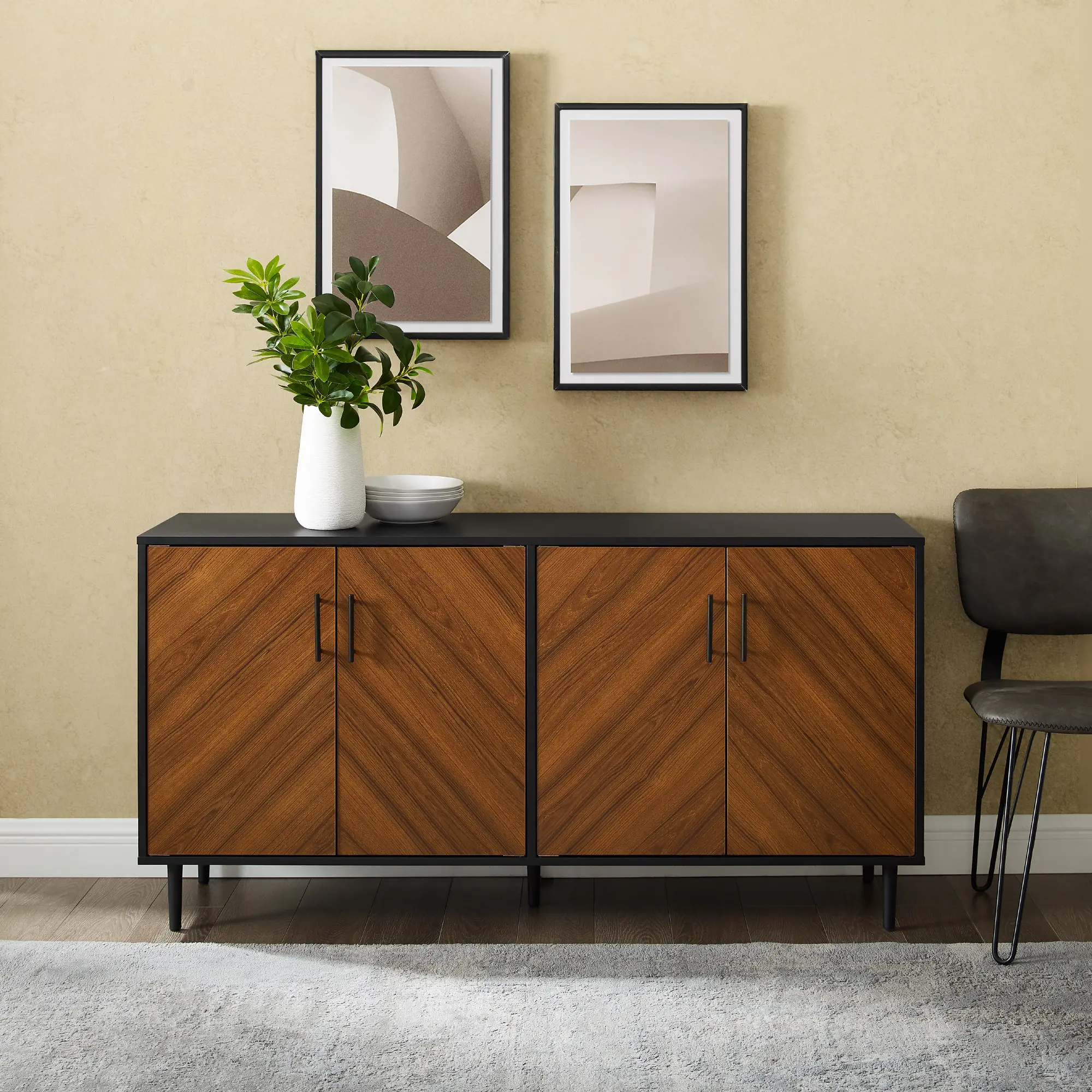 BU58HPBMACBSB Bookmatch Acorn Brown & Black 58  TV Stand-2