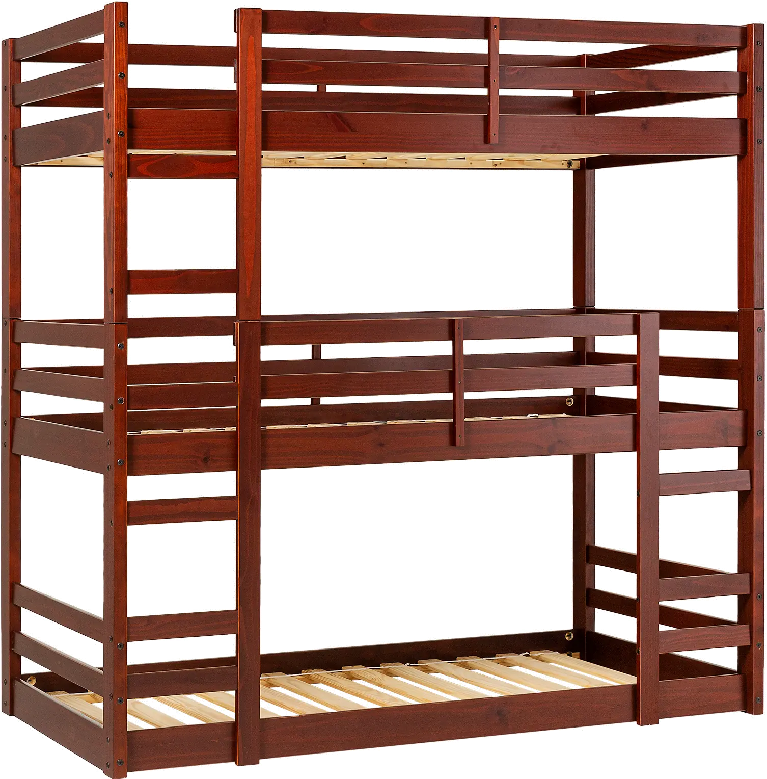 BW3TOTES Espresso Wood Triple Bunk Bed-1