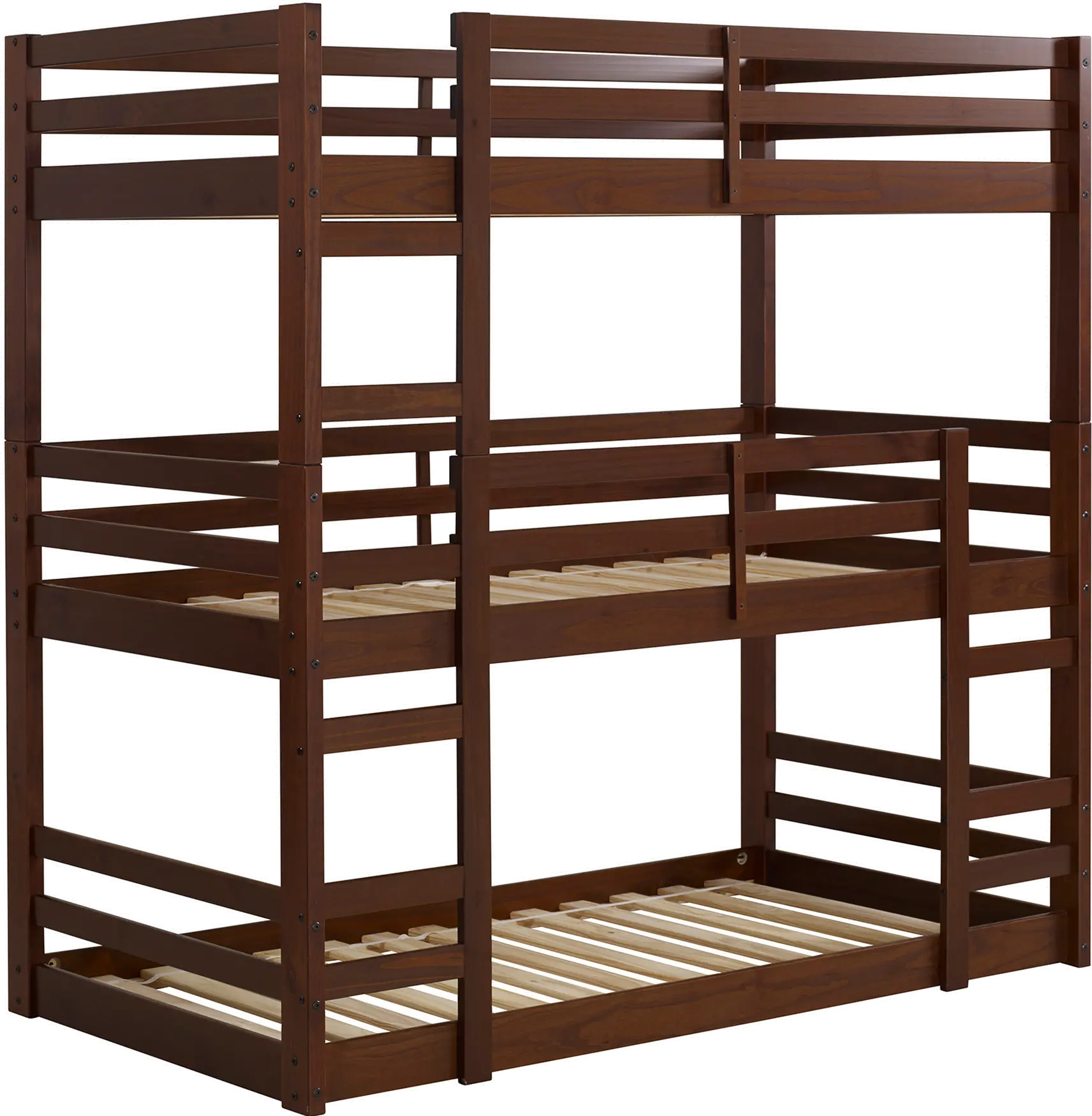 BW3TOTWT Walnut Wood Triple Bunk Bed-3