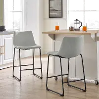CHL26GY Saddles Gray Counter Stool, Set of 2 - Walker Edison