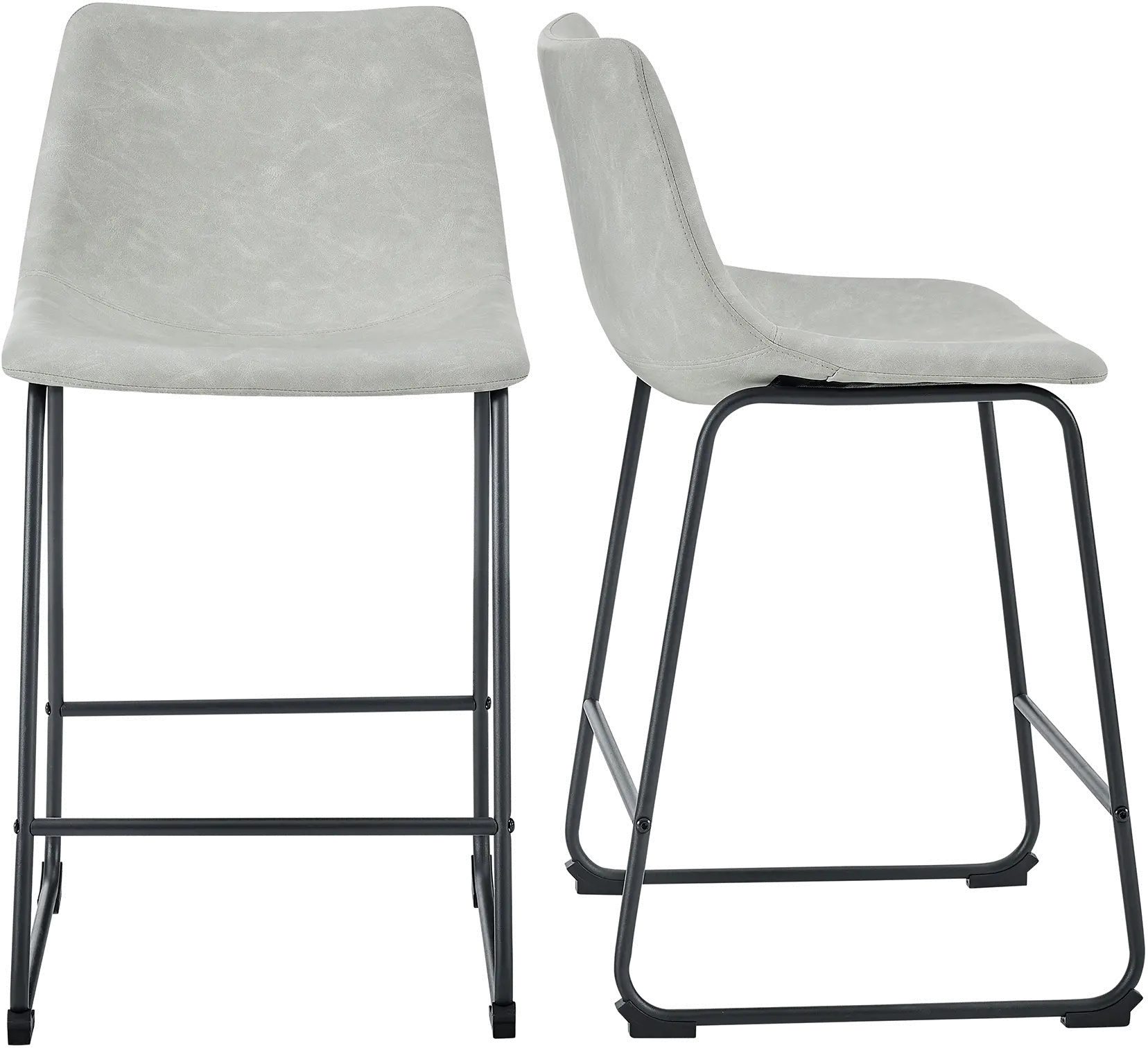 CHL26GY Saddles Gray Counter Stool, Set of 2 - Walker Edison-3