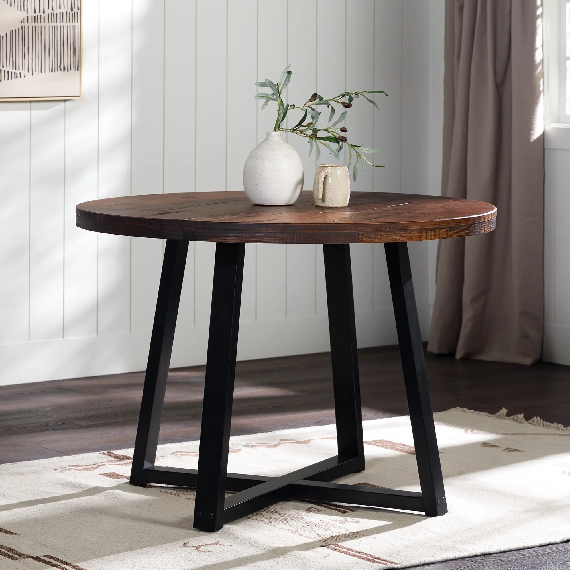 DNGD6EMA Durango 42  Distressed Mahogany Round Dining Table-2