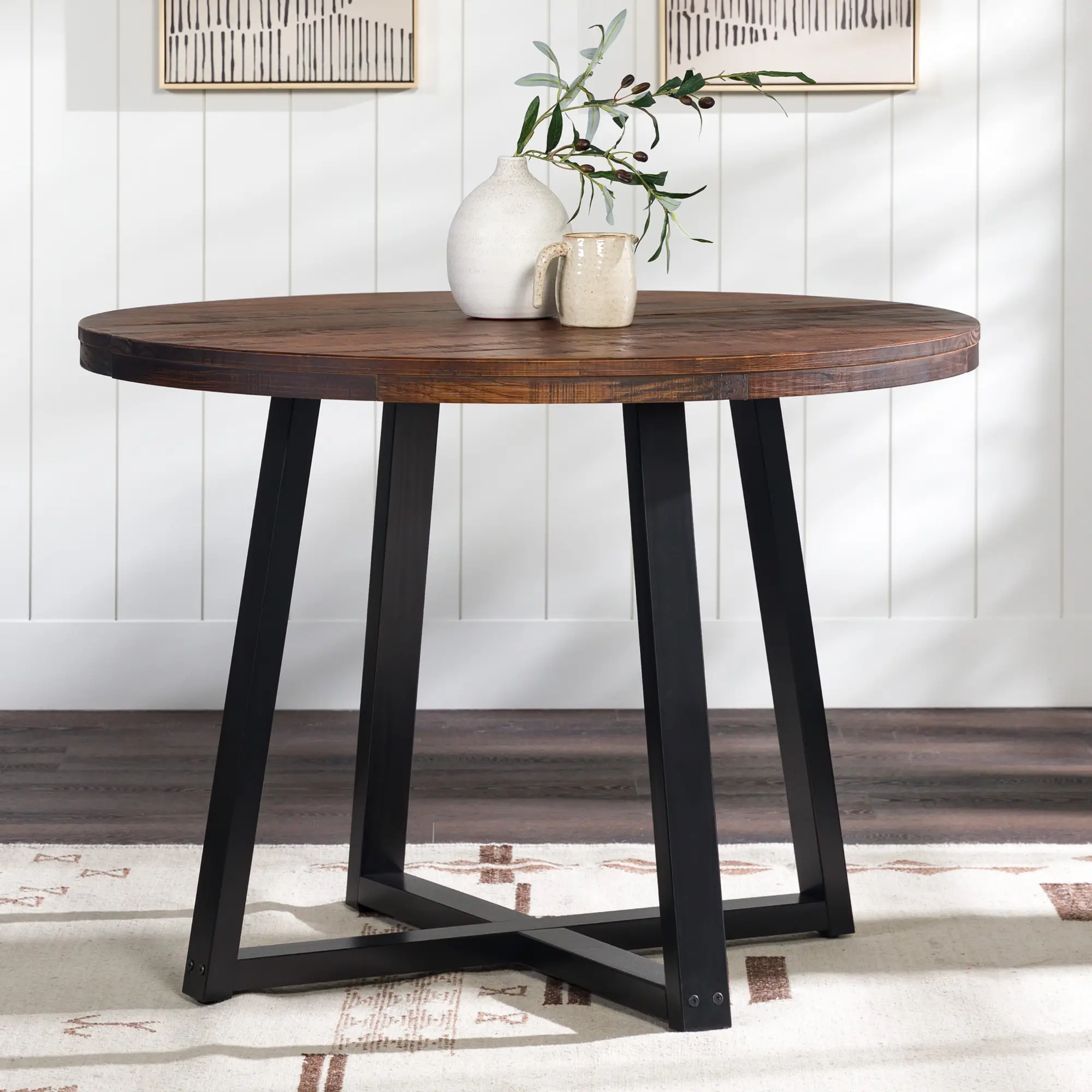 DNGD6EMA Durango 42  Distressed Mahogany Round Dining Table-3