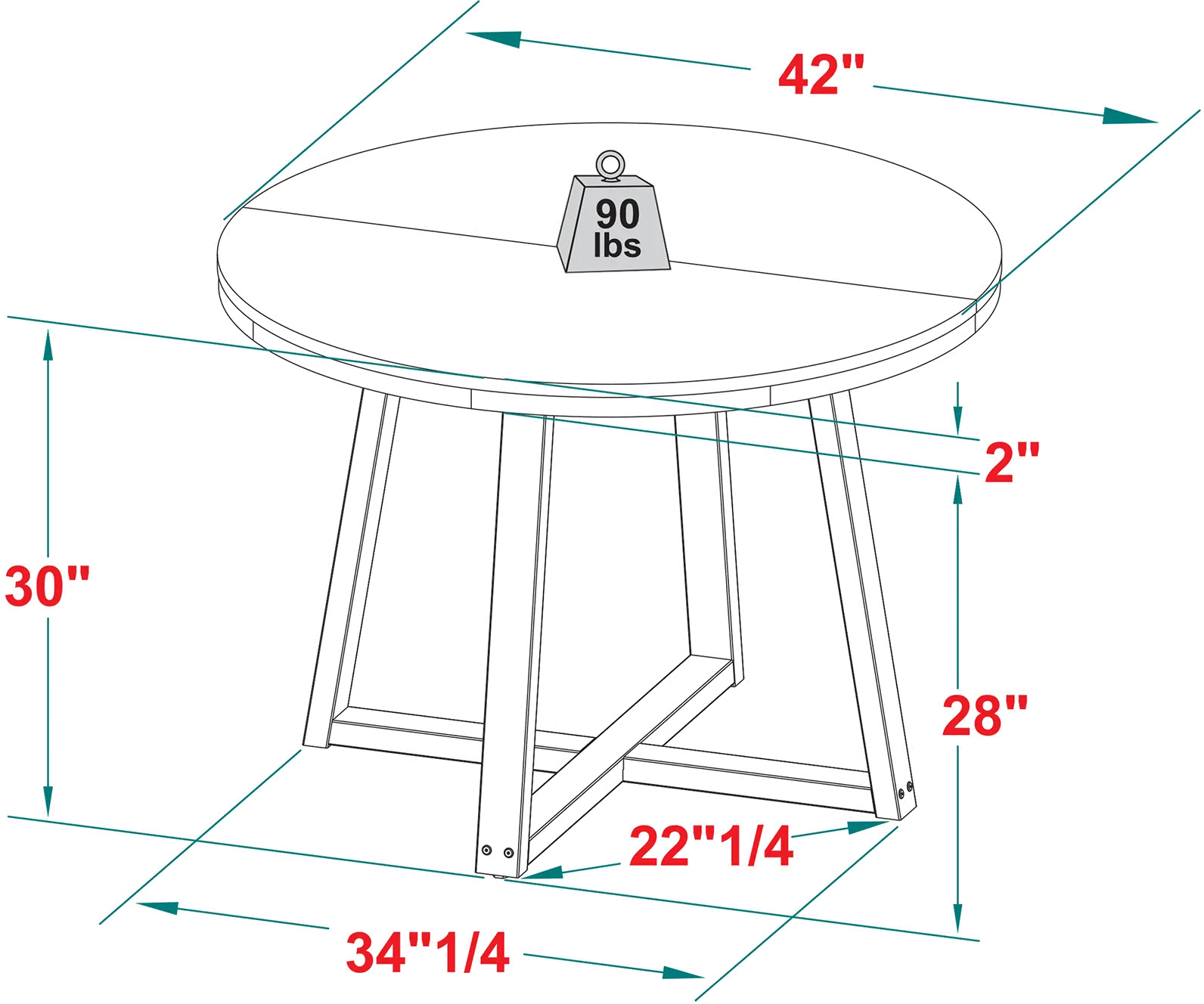DNGD6EMA Durango 42  Distressed Mahogany Round Dining Table-7