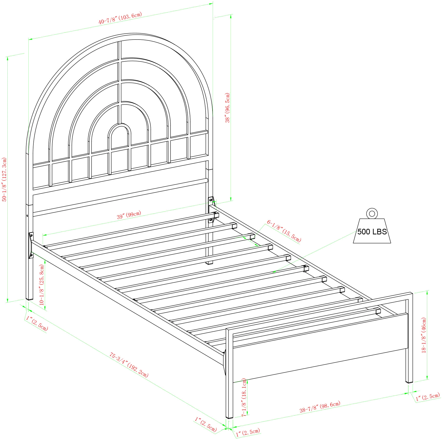 JDYB3CWH Jody White Metal Twin Bed-5
