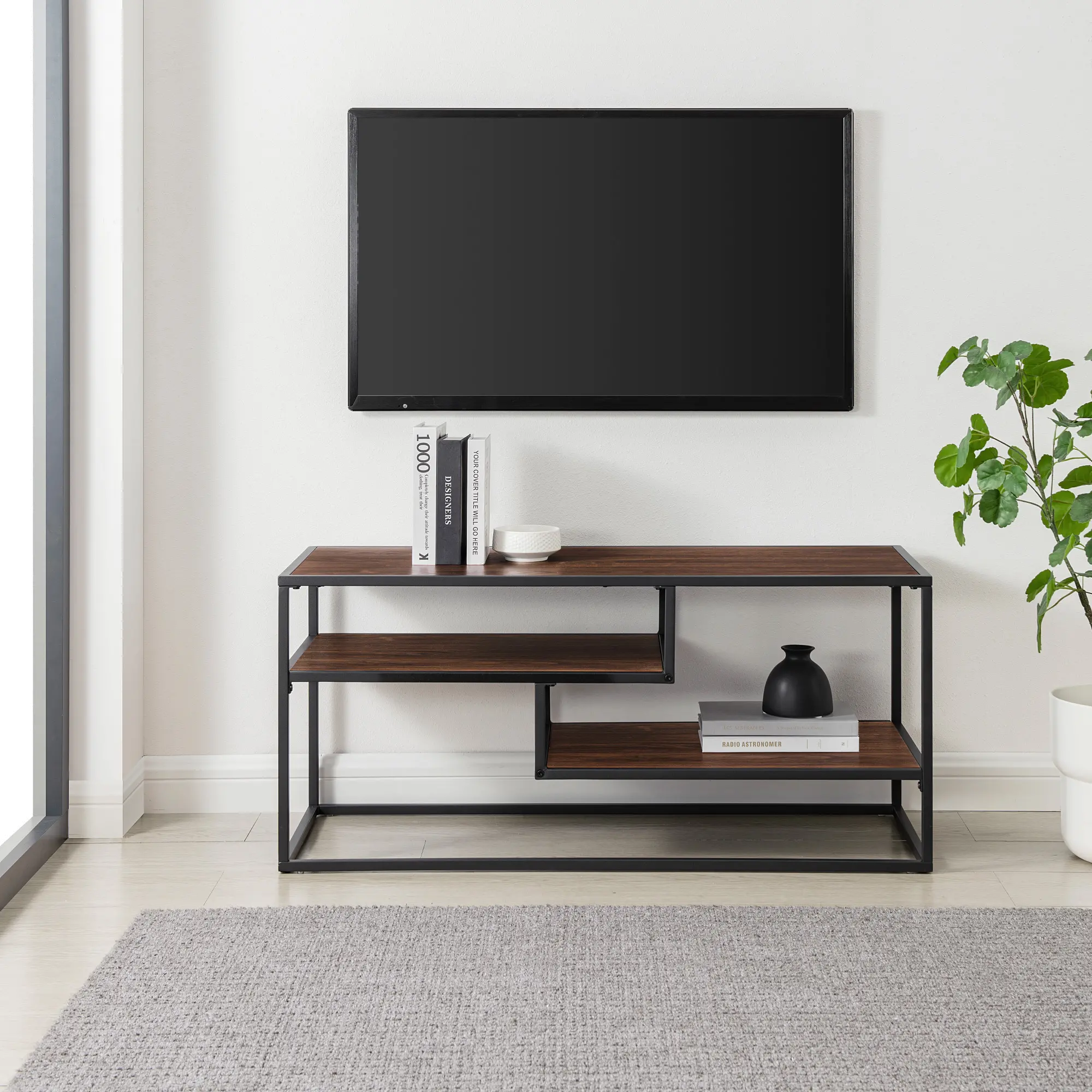 MAYM9EDW Maya 40  Dark Walnut Floating Shelf TV Stand-2