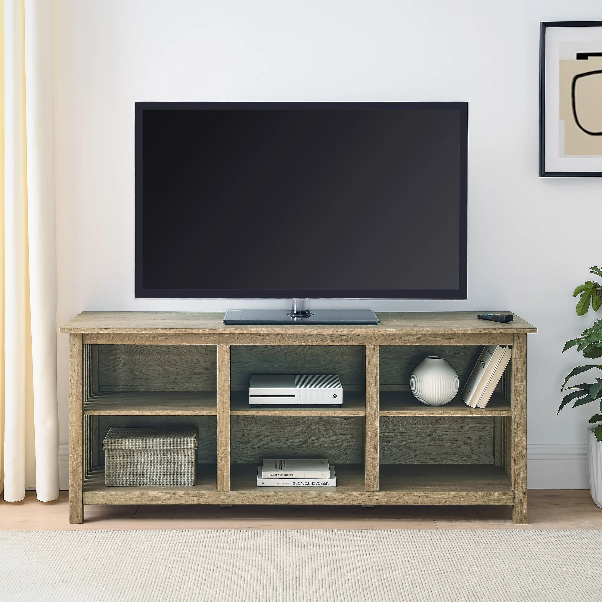 MSET58COAG Mission Driftwood Slatted Side 58  TV Stand-2
