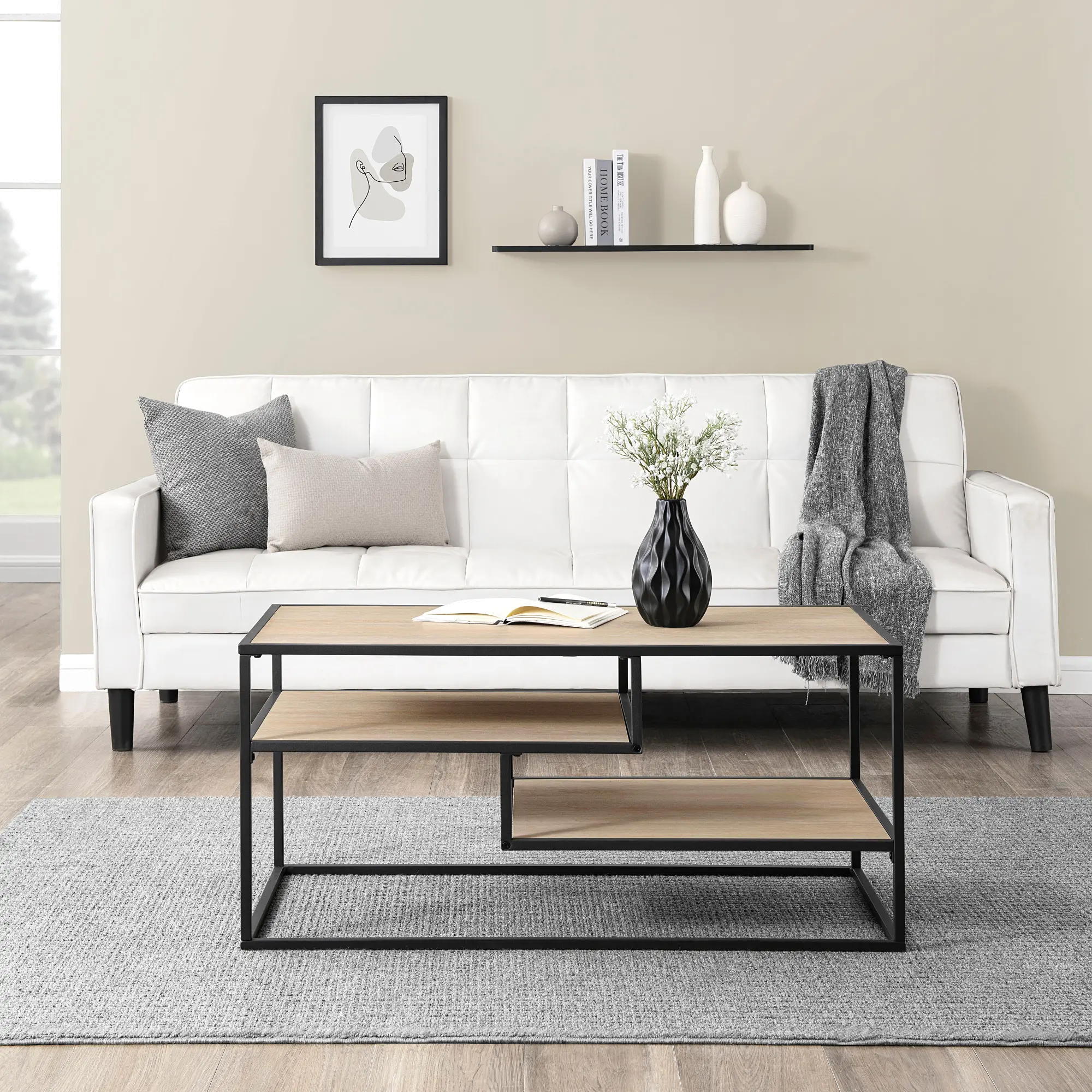 MYO40CTCO Maya Coastal Oak Floating Shelf Coffee Table-2