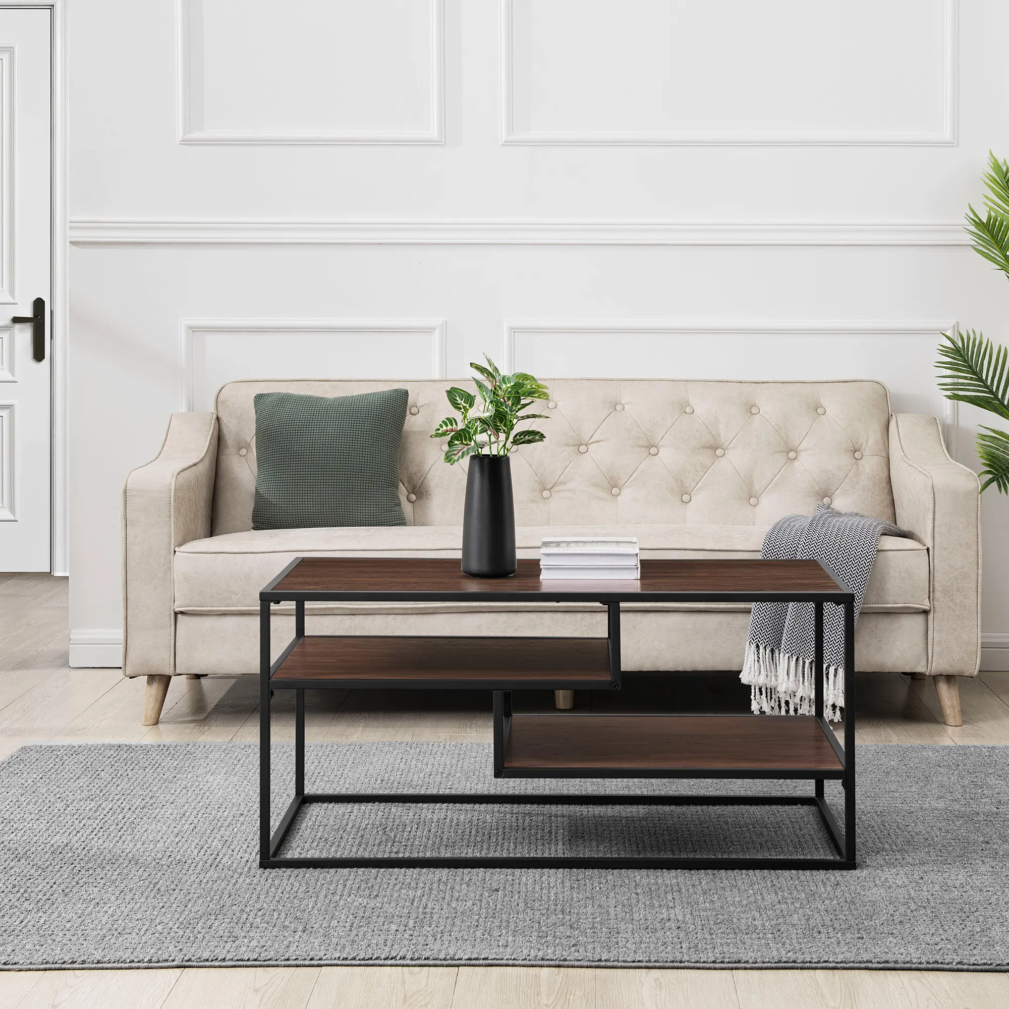 MYO40CTDW Maya Dark Walnut Floating Shelf Coffee Table-2