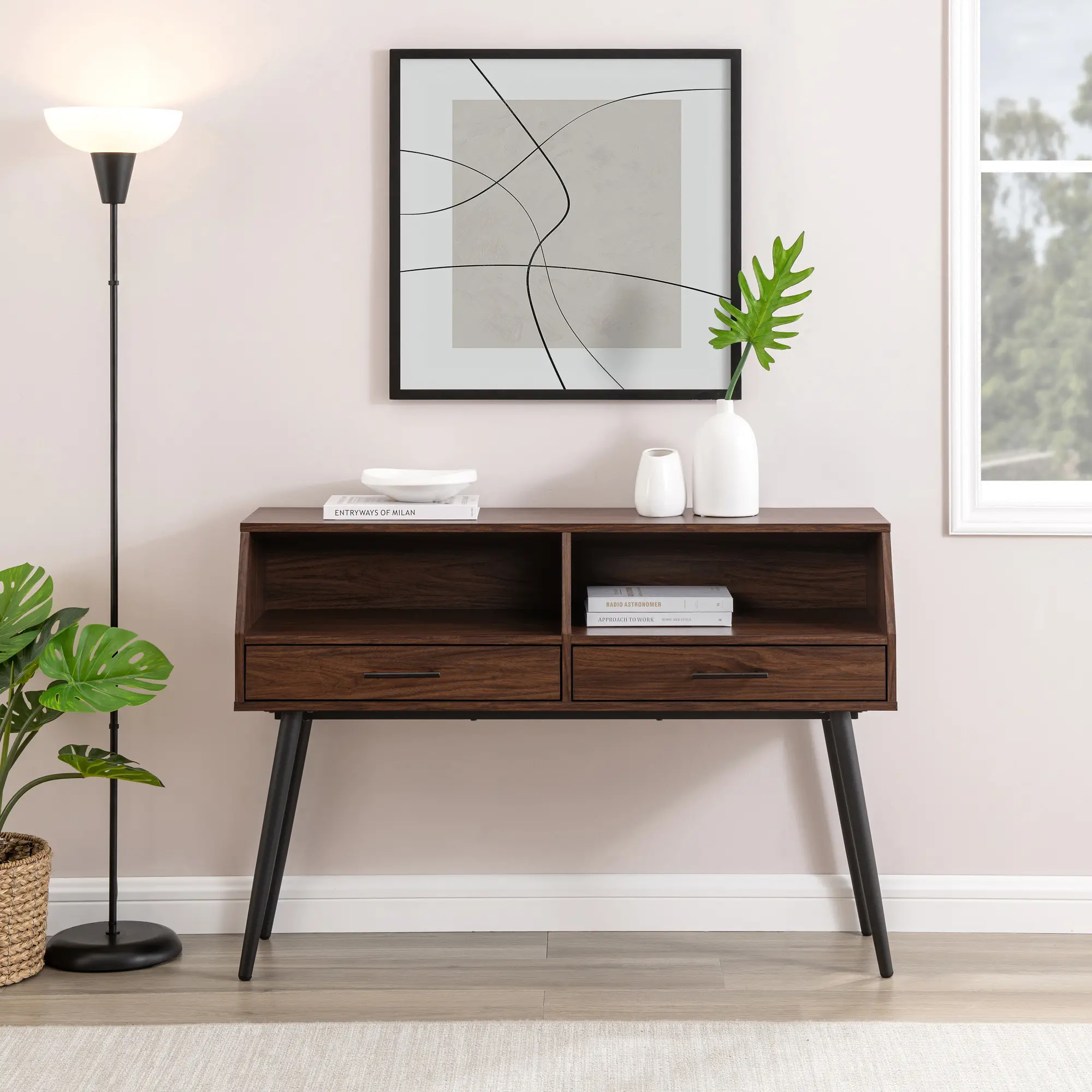 NORL2KDW Nora Dark Walnut Entry Table with Drawers-2