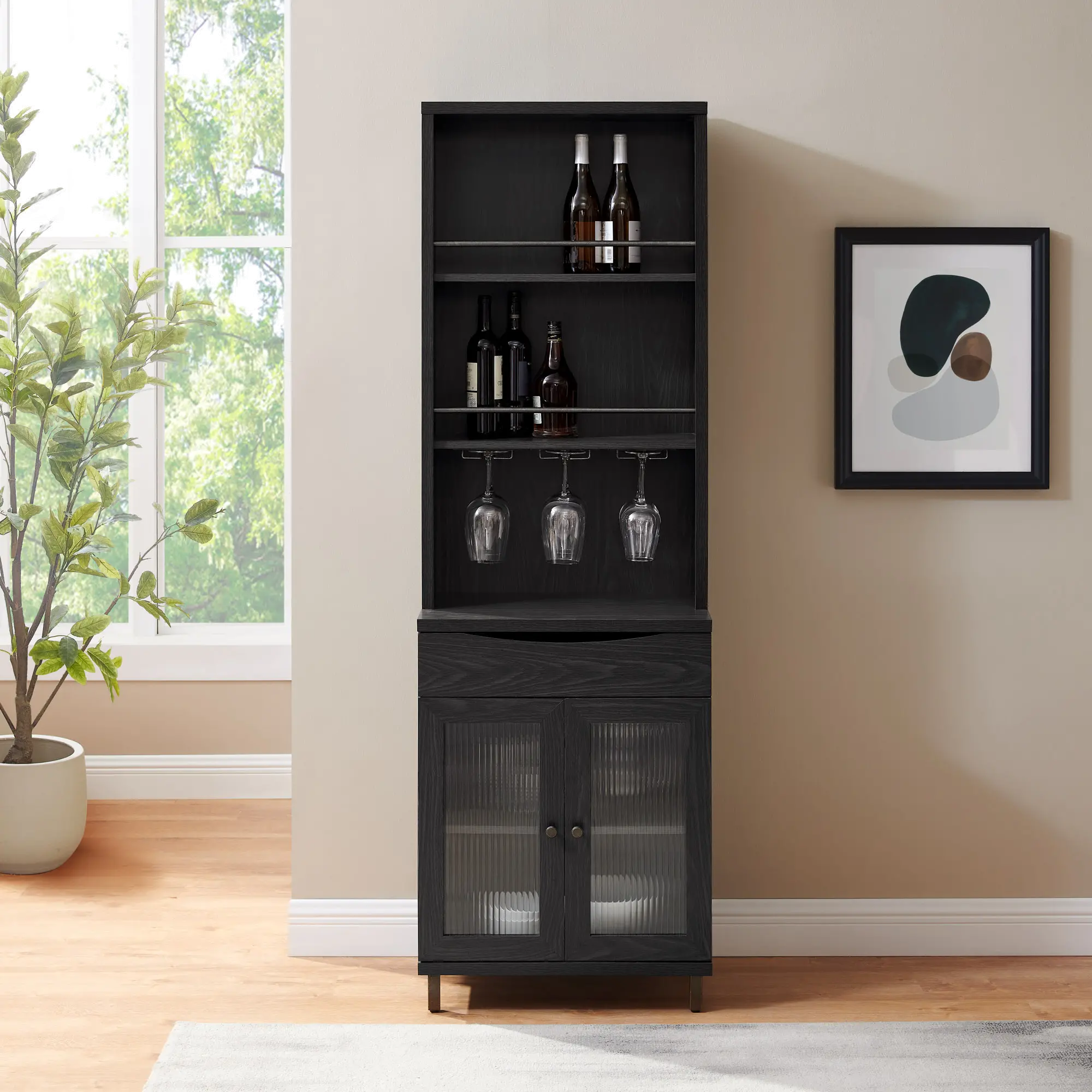 PRLD3DGR Pearl Graphite 72  Bar Cabinet with Hutch-2