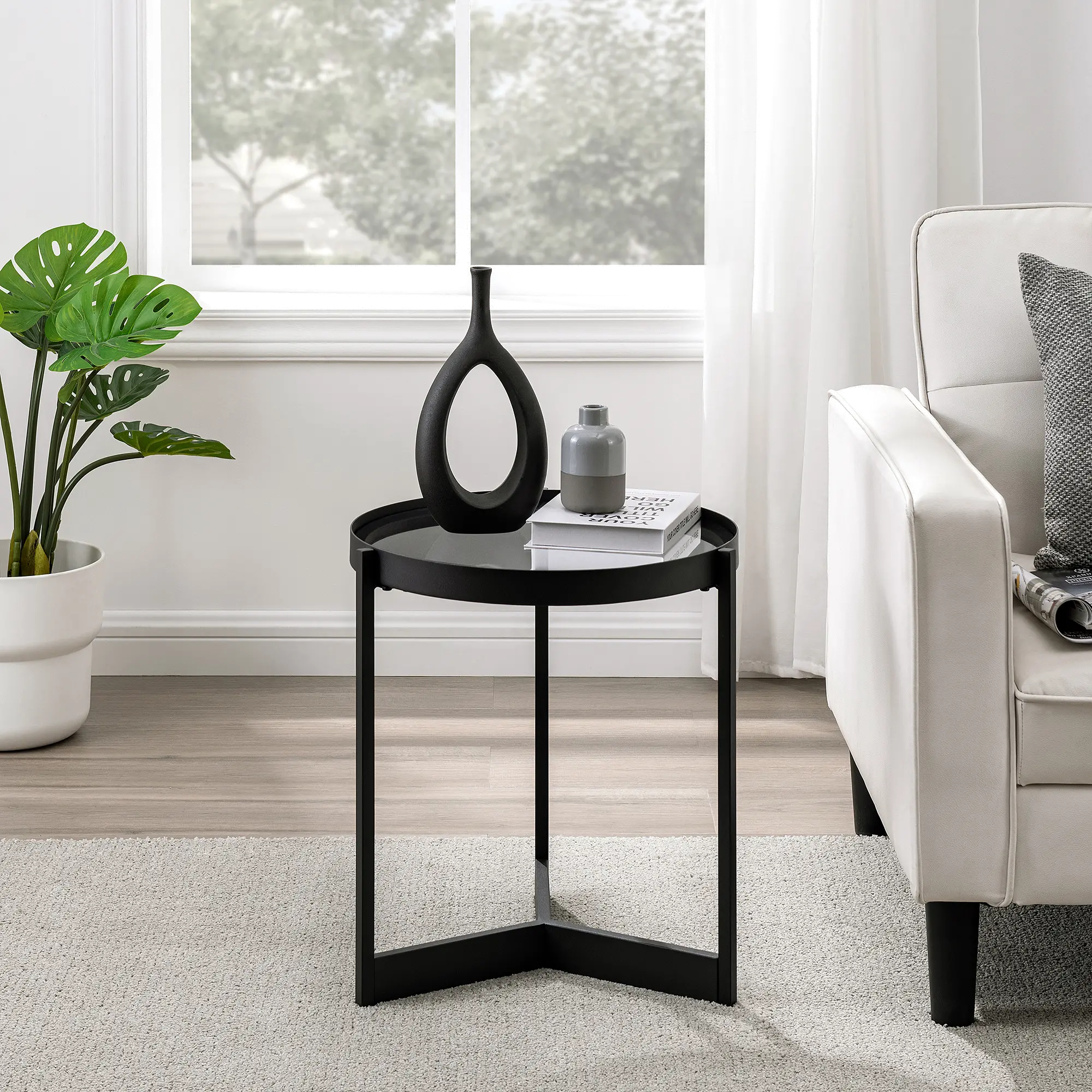 RHO45STSGL Rhonda Smoked Glass Tray-Top Round Side Table-2