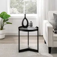 RHO45STSGL Rhonda Smoked Glass Tray-Top Round Side Table