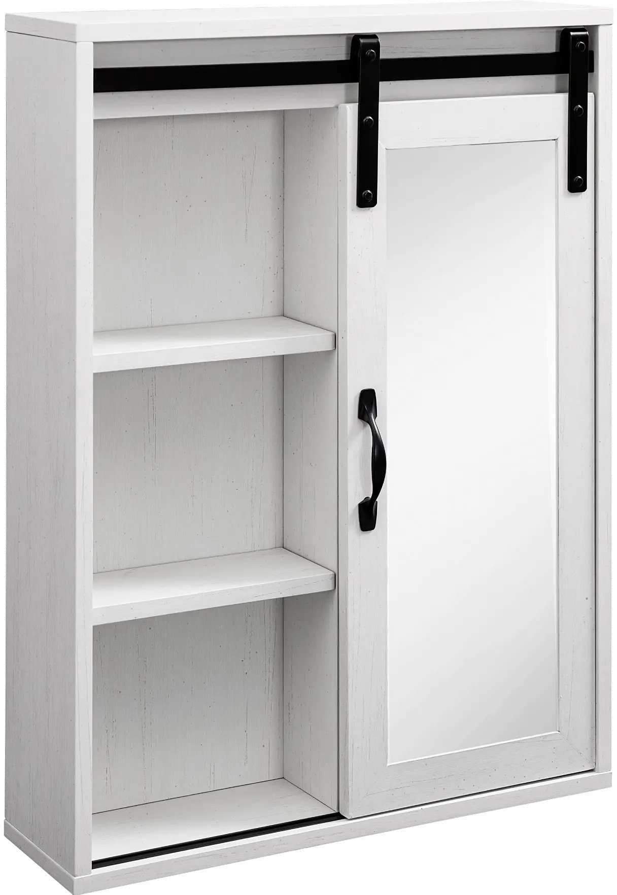 SBDBASMBRW Sliding Mirrored Barn Door White Wall Cabinet-3