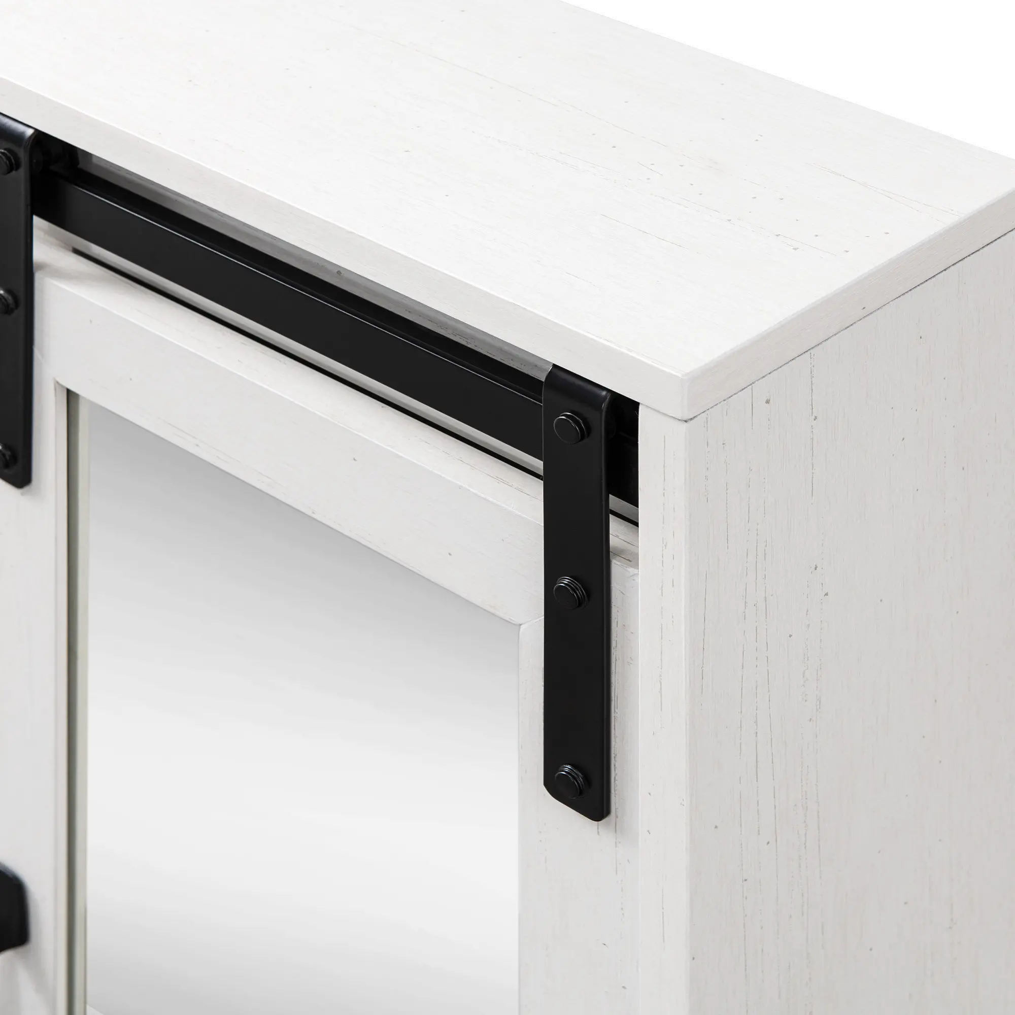 SBDBASMBRW Sliding Mirrored Barn Door White Wall Cabinet-5