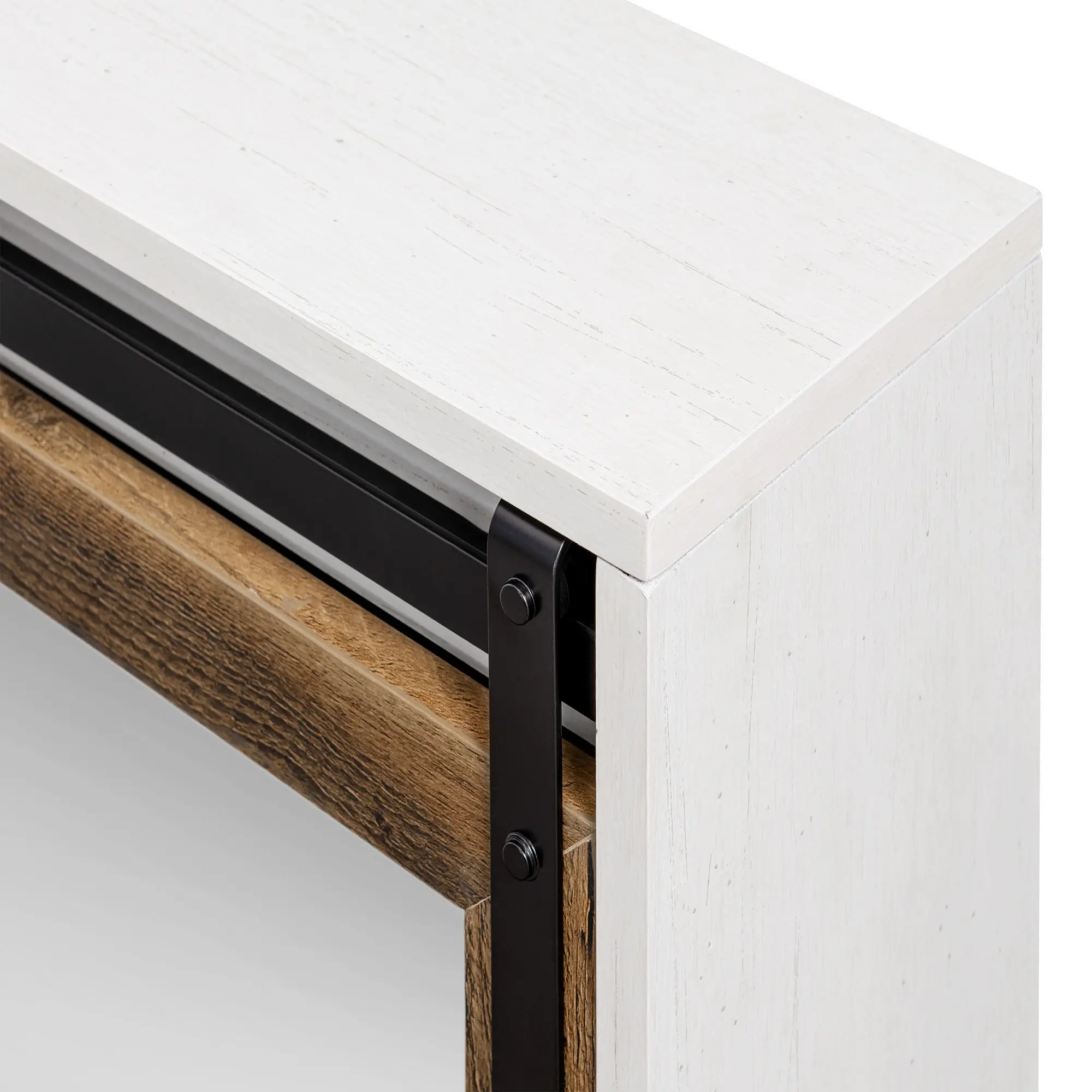 SBDBASMBRWRO Sliding Mirrored Barn Door White & Oak Wall Cabinet-5