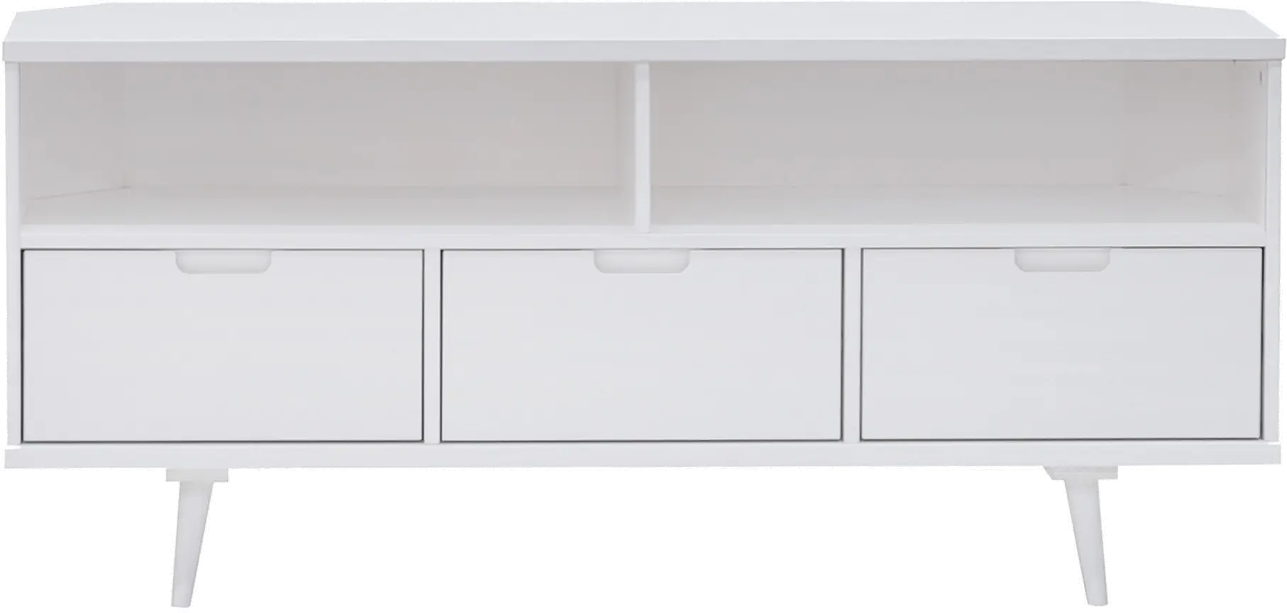 W52IV3DCRNWH Ivy Mid Century 52  White Corner TV Stand-1