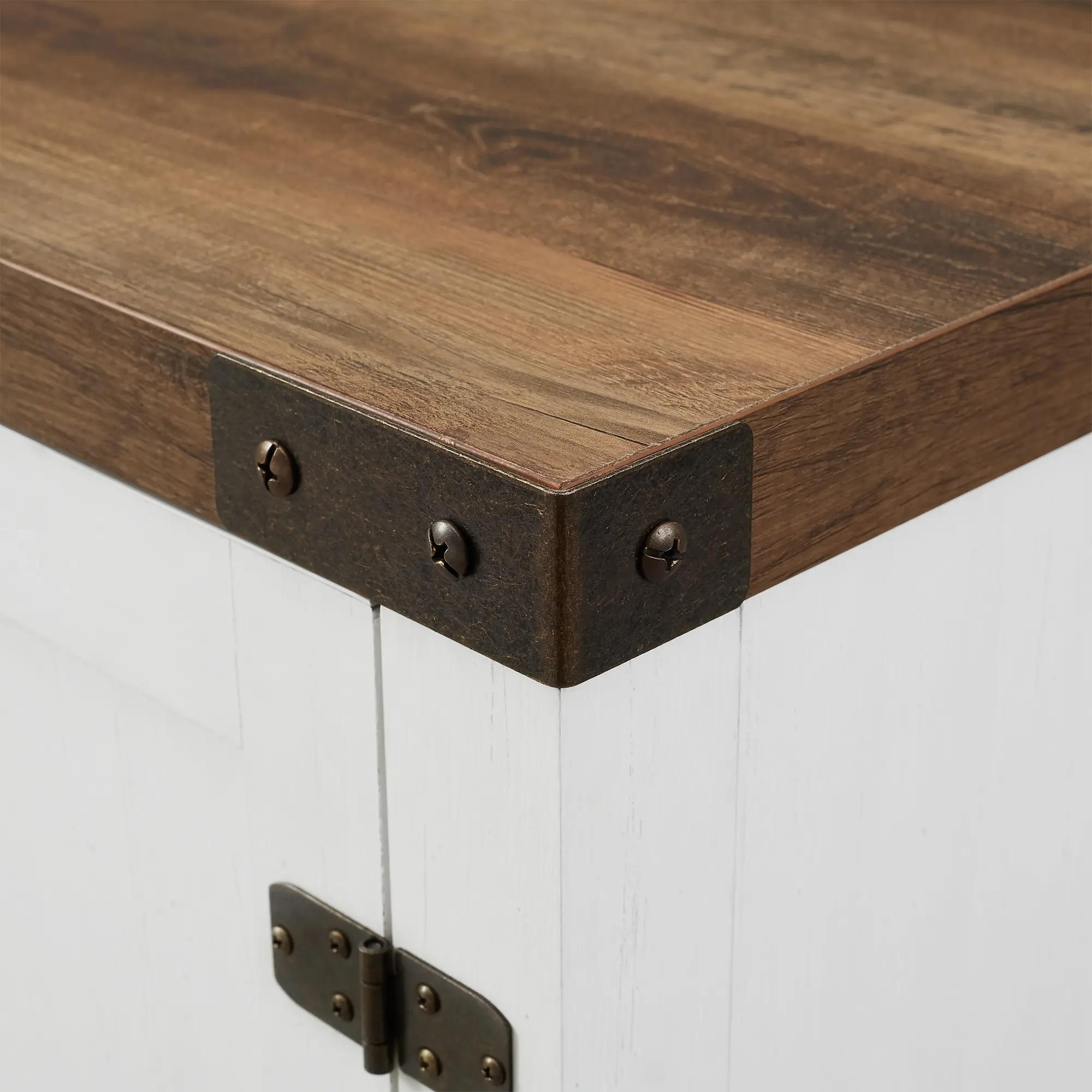 W58BDSDROBRW Barn Door Modern Farmhouse White & Oak 59  TV Stand-5
