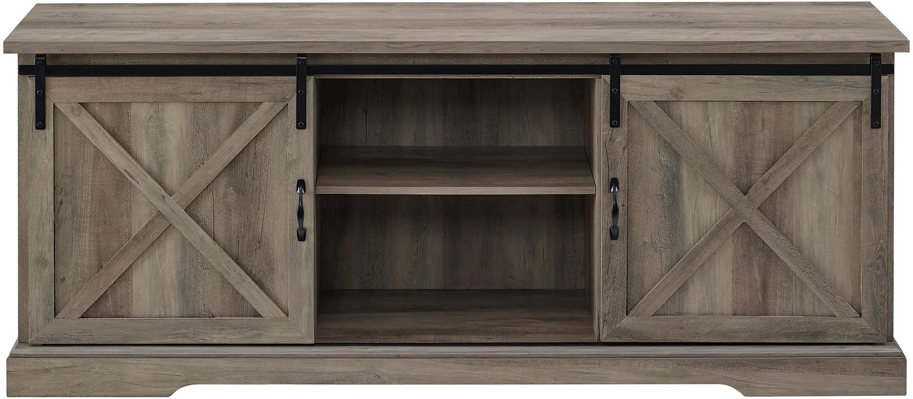 W70SBDGW Sliding Barn Door 70  Gray Wash TV Stand-1