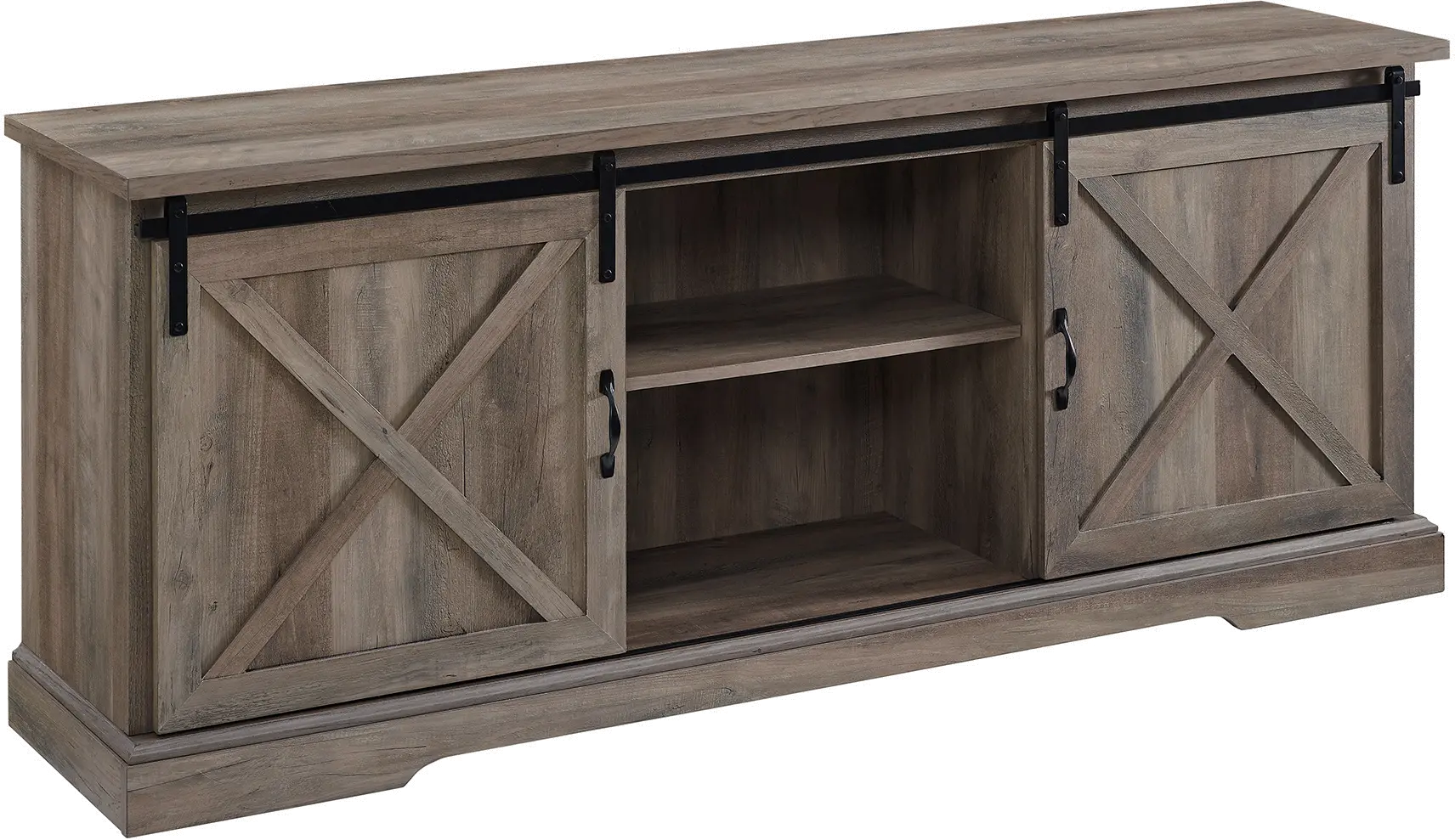 W70SBDGW Sliding Barn Door 70  Gray Wash TV Stand-3
