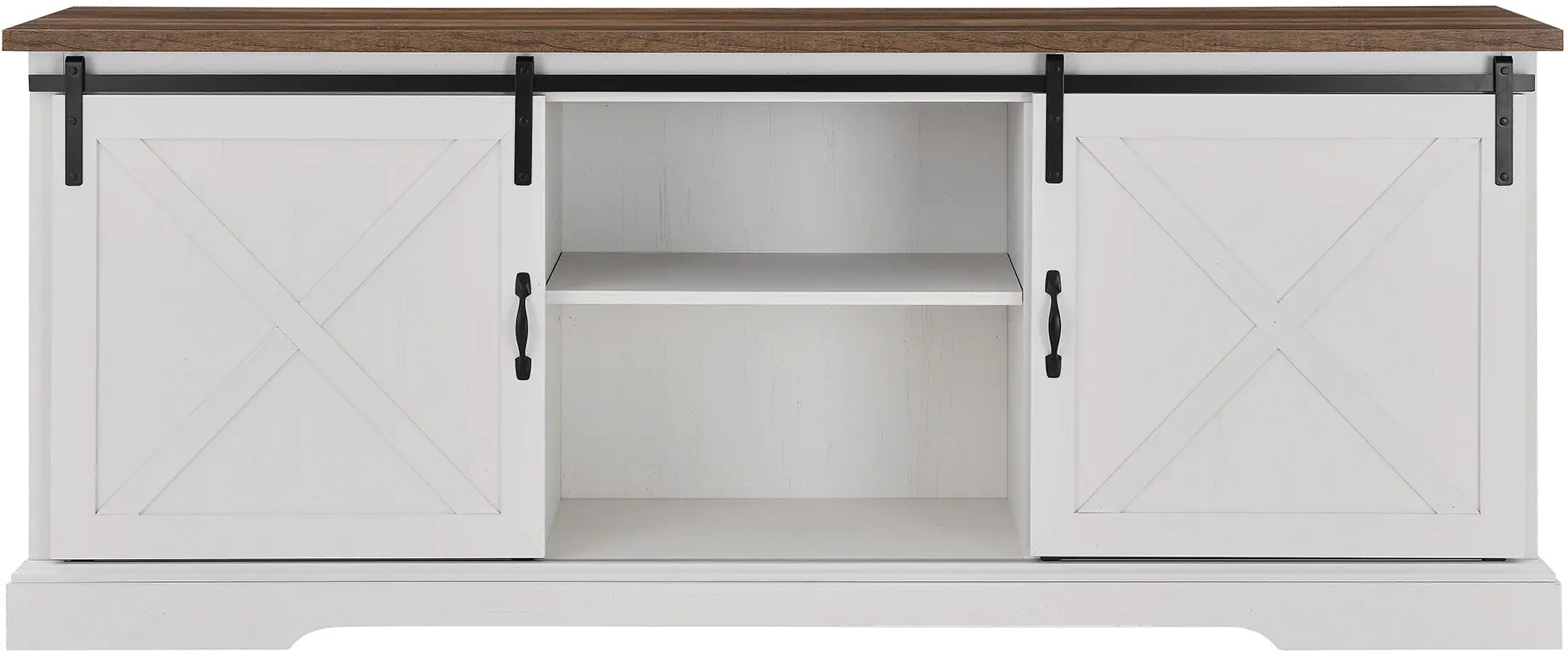 W70SBDROBRW Sliding Barn Door 70  White & Oak TV Stand-3