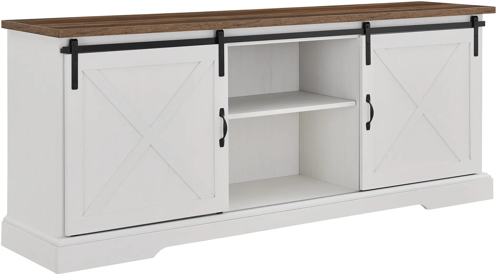 W70SBDROBRW Sliding Barn Door 70  White & Oak TV Stand-1
