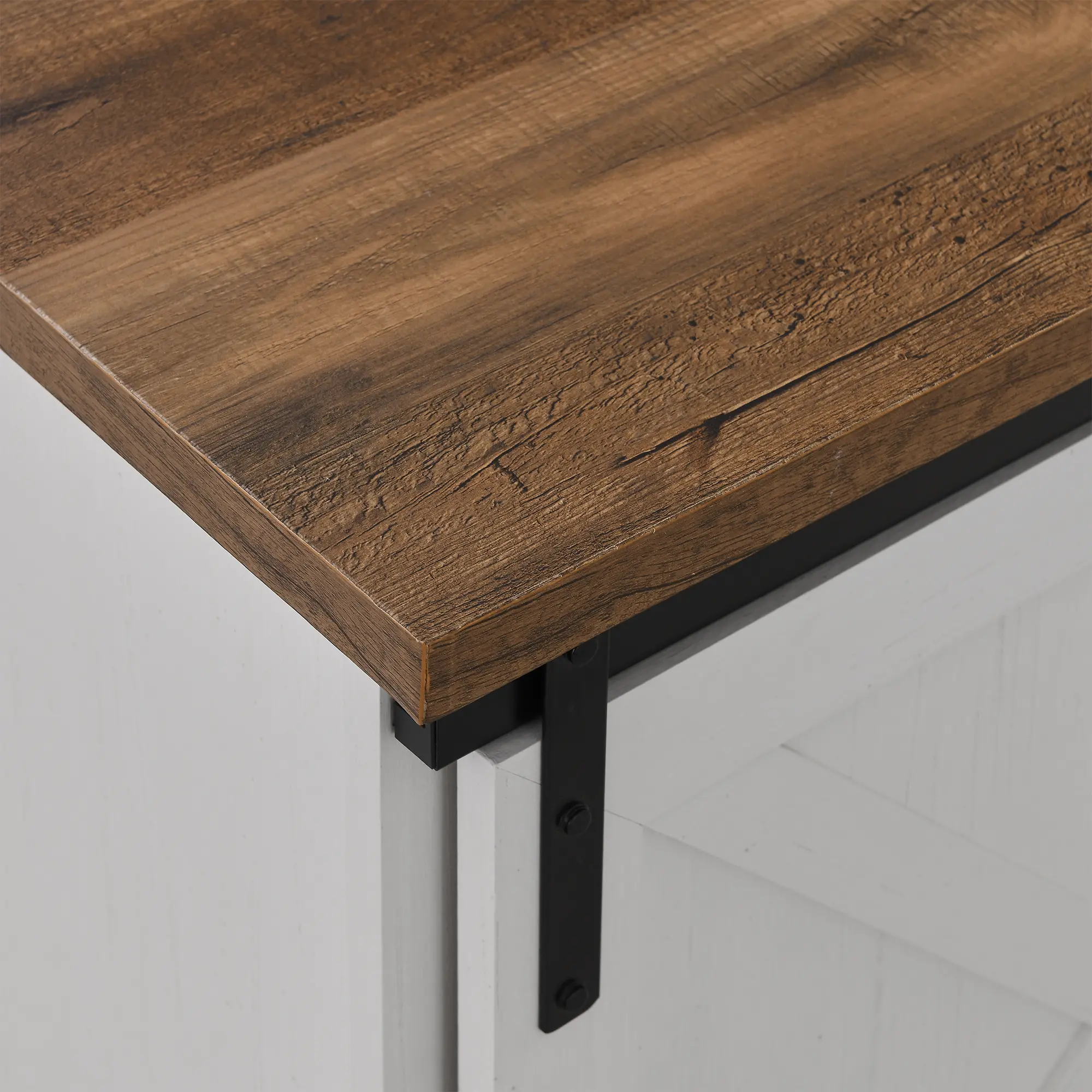 W70SBDROBRW Sliding Barn Door 70  White & Oak TV Stand-5