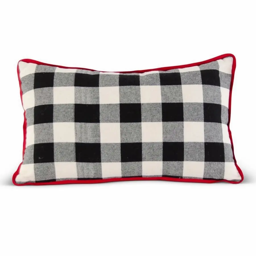 20 Inch Black and White Plaid Pillow-1