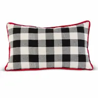 20 Inch Black and White Plaid Pillow