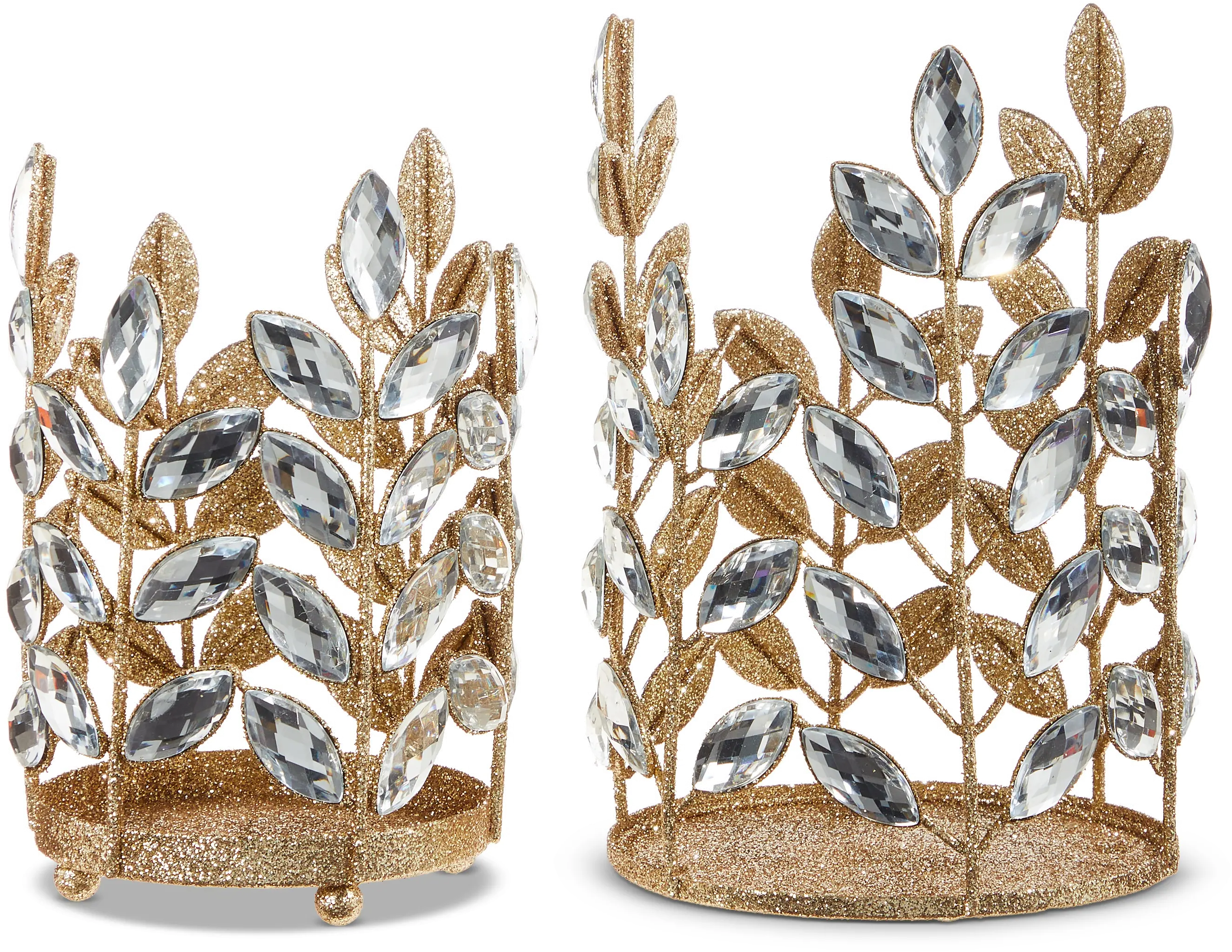Medium Candle Holder With Gold Glitter-1