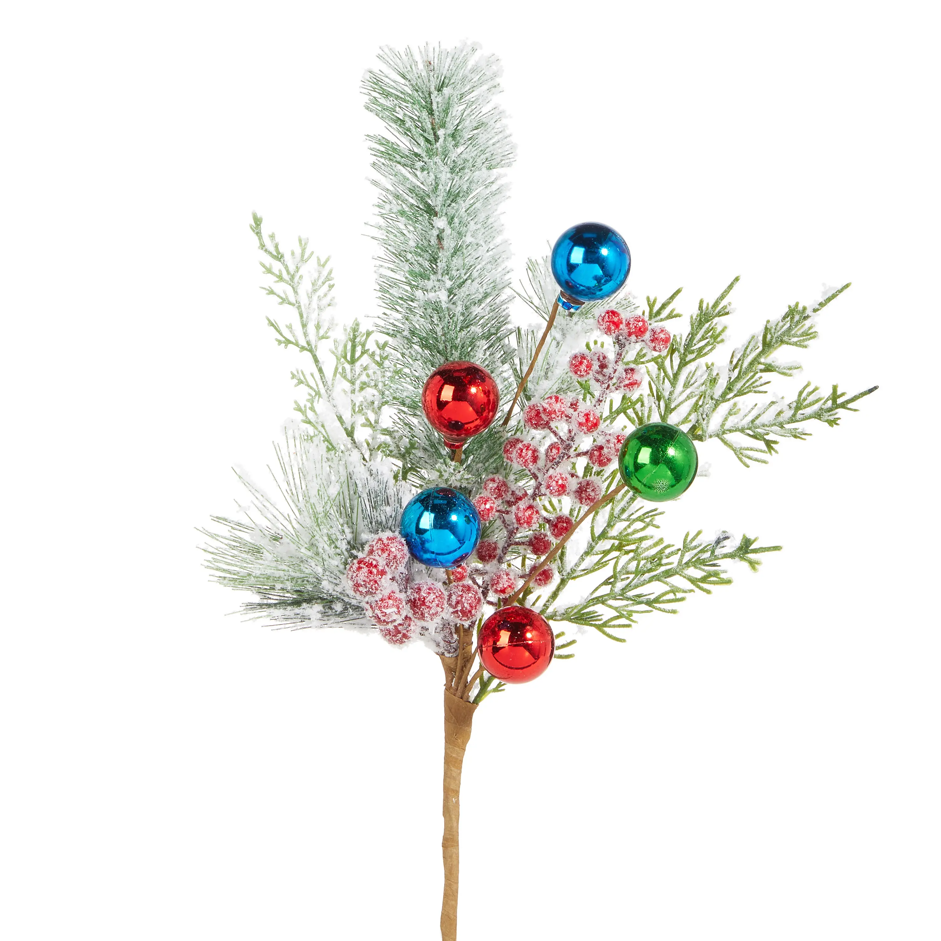 16 Inch Snowy Pine With Ornaments-1