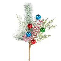 16 Inch Snowy Pine With Ornaments