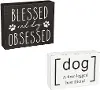Set of 2 Dog-Themed Wooden Block Signs