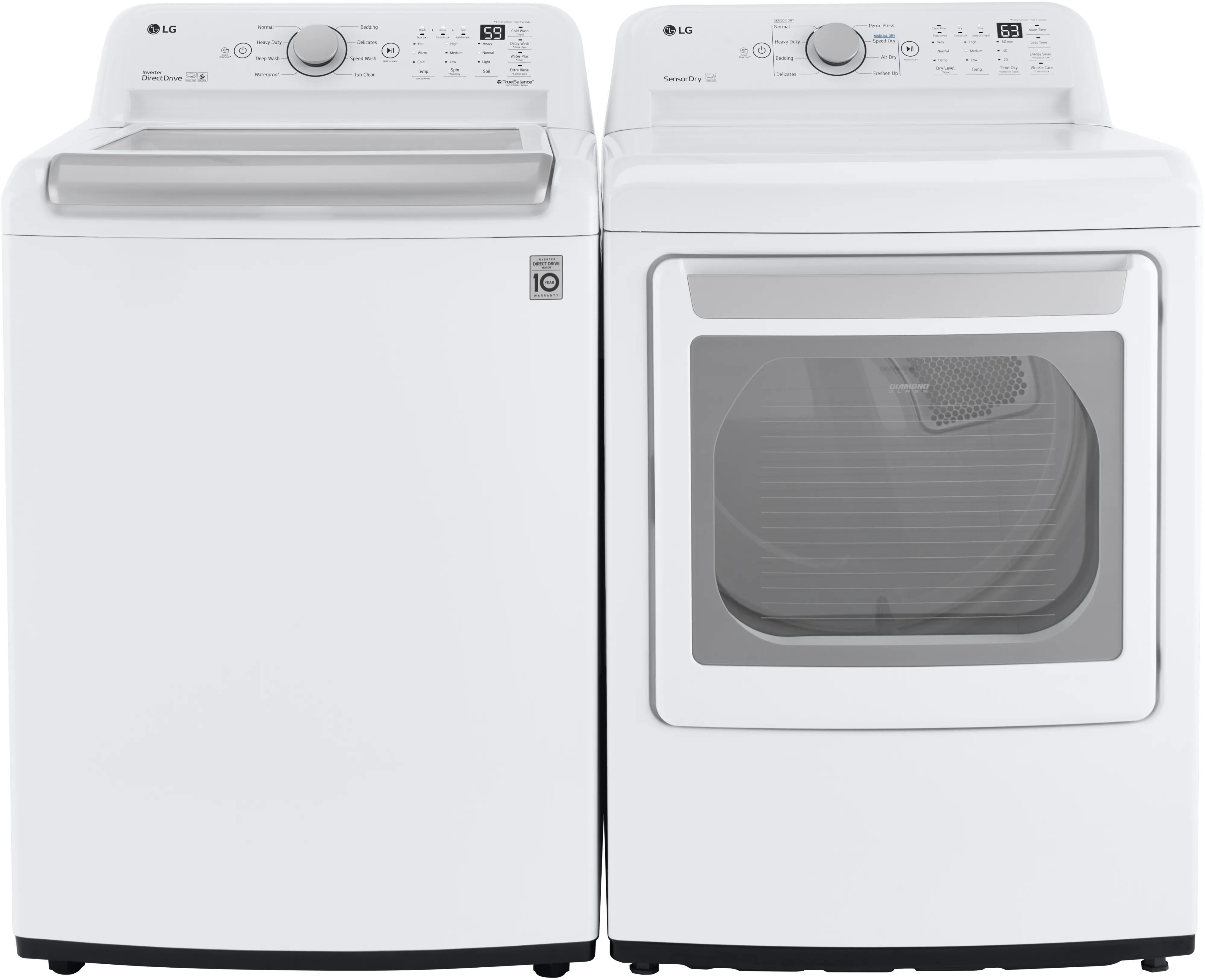 .LG-W/W-7155-GAS--PR LG Gas Top Load Washer and Dryer Set - White, 7155W-1