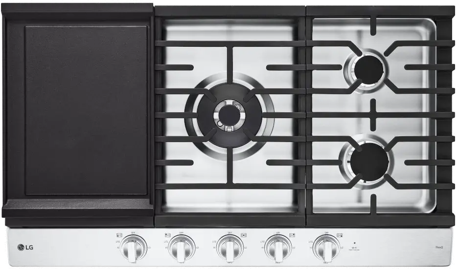 CBGJ3627S LG 36 Inch Gas Cooktop with Griddle - Stainless Steel-1