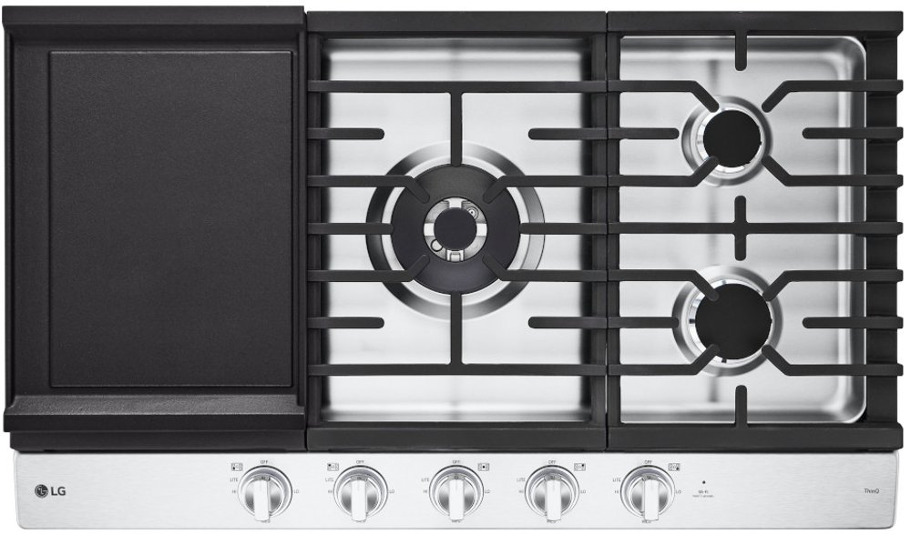 LG 36 Inch Gas Cooktop with Griddle - Stainless Steel
