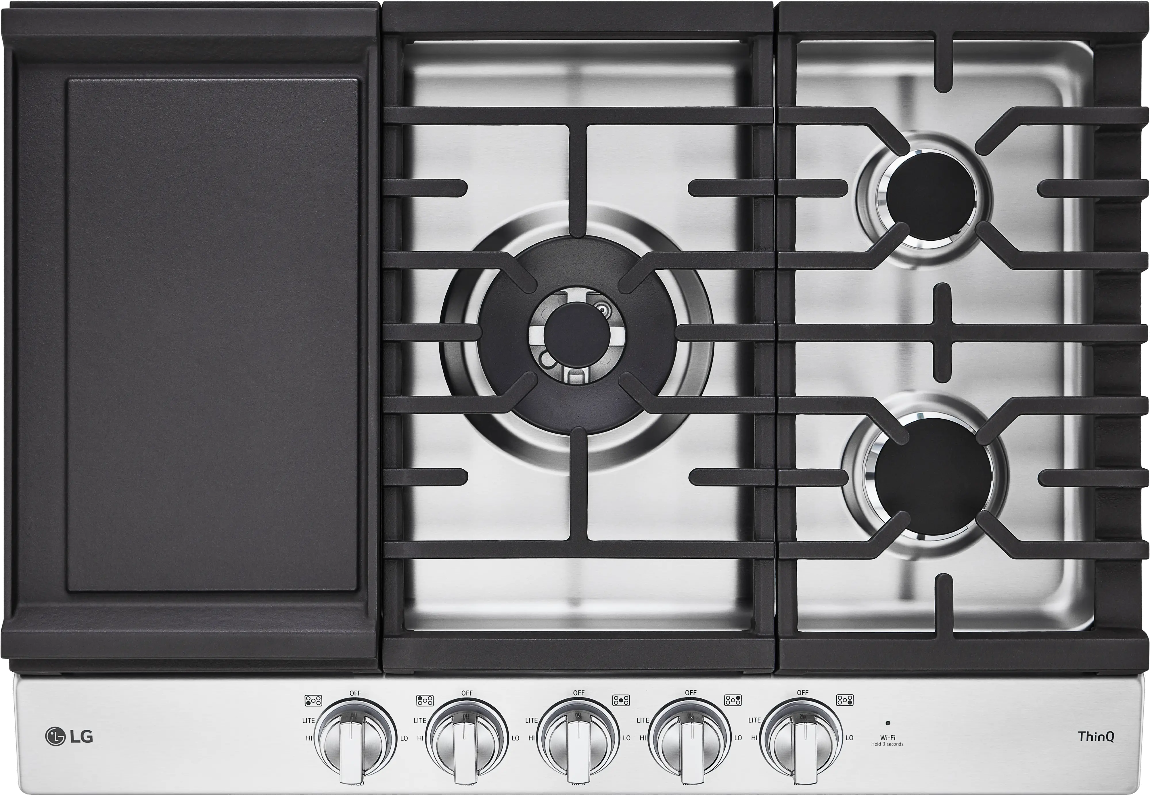CBGJ3027S LG 30 Inch Gas Cooktop with Griddle - Stainless Steel-1