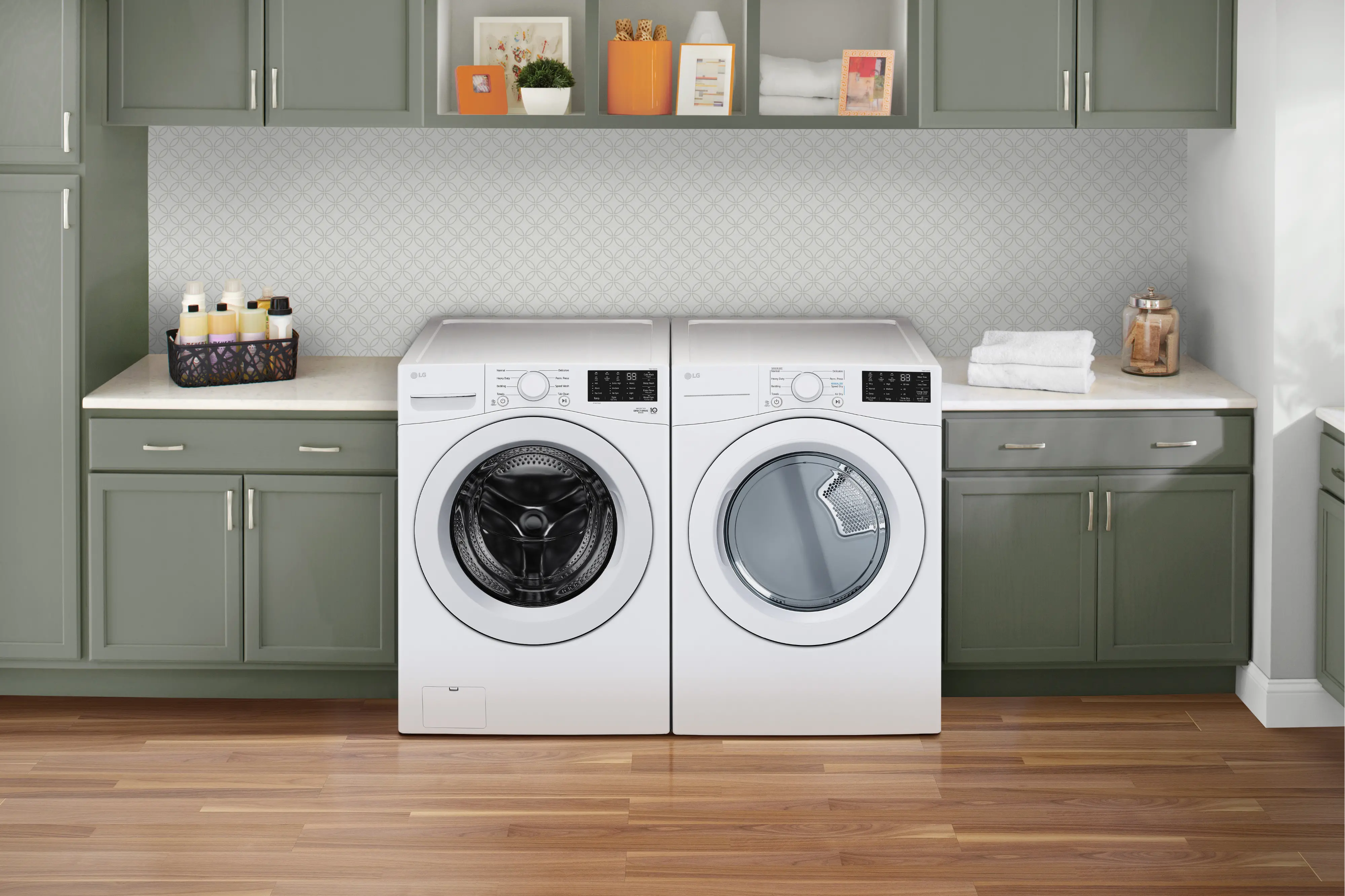 .LG-W/W-3470-GAS--PR LG Gas Washer and Dryer Set - White 3470W-2